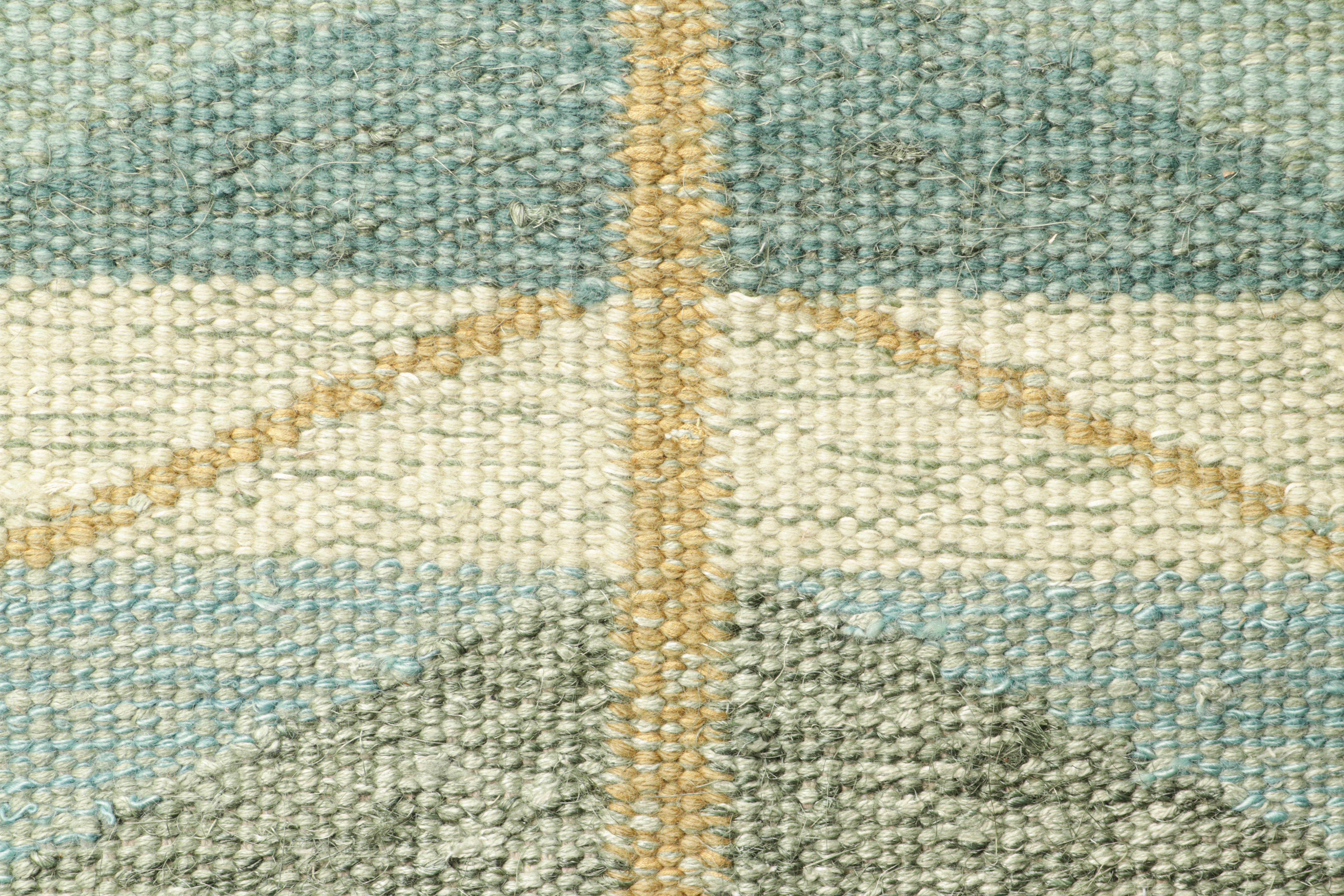 Modern Rug & Kilim’s Scandinavian Style Custom Rug in Blue with Chevron Patterns For Sale