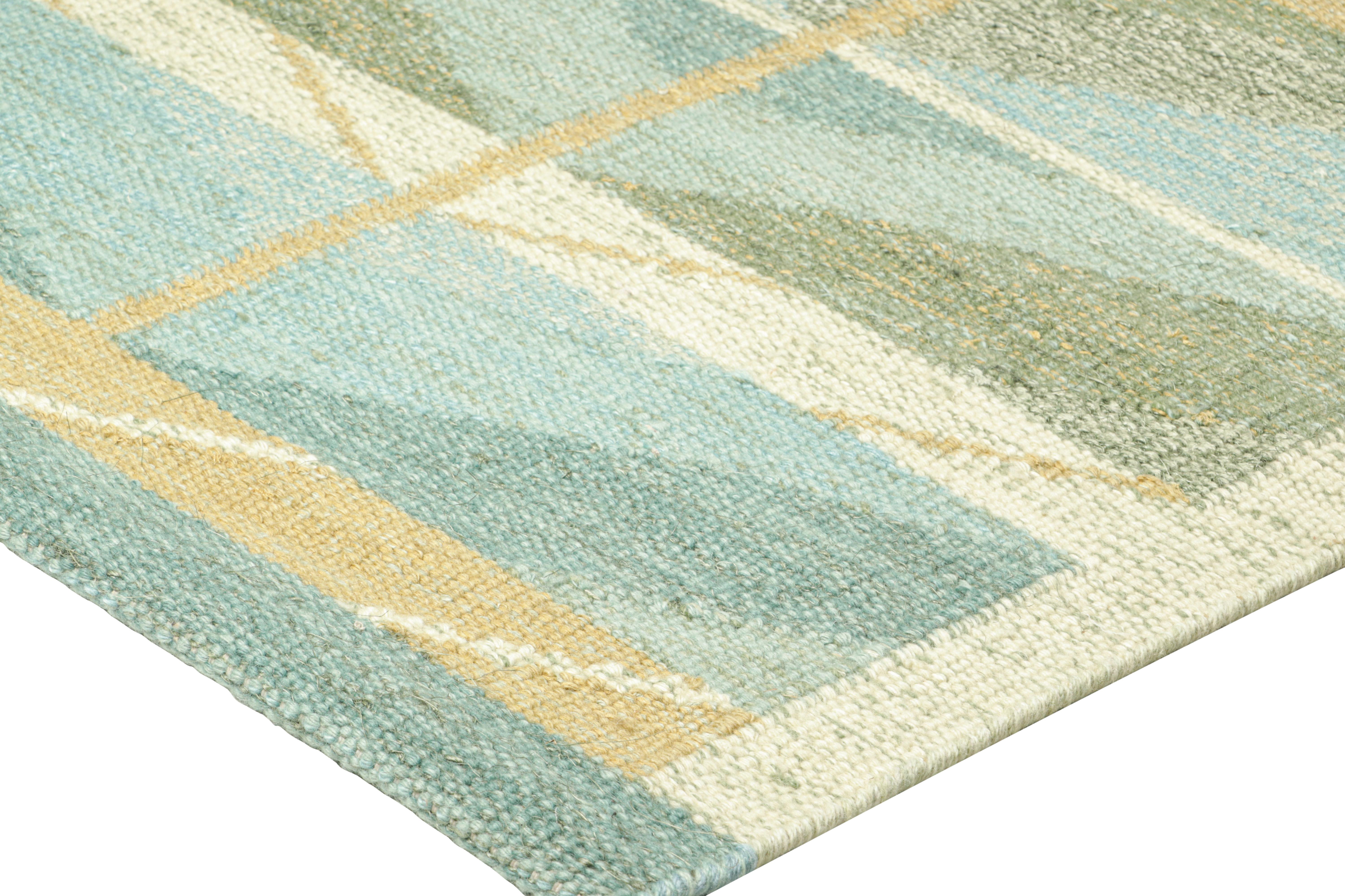 Rug & Kilim’s Scandinavian Style Custom Rug in Blue with Chevron Patterns In New Condition For Sale In Long Island City, NY