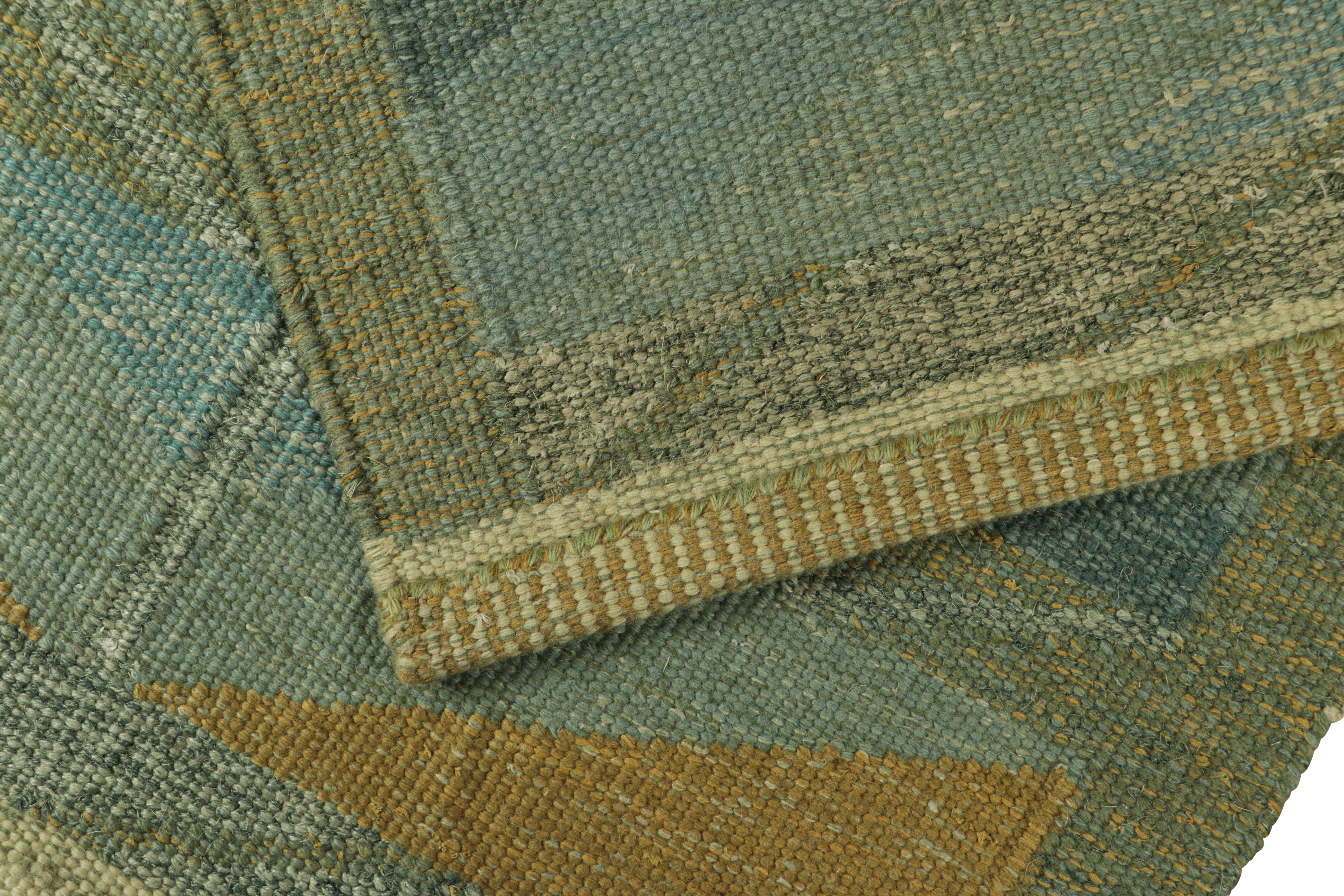Skandinavischer Teppich von Rug & Kilim in Blau mit Chevron-Mustern (Wolle) im Angebot
