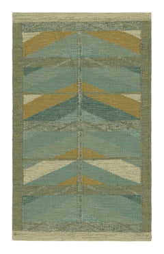 Tapis personnalisé de style scandinave de Rug & Kilim en bleu, avec des motifs en chevron