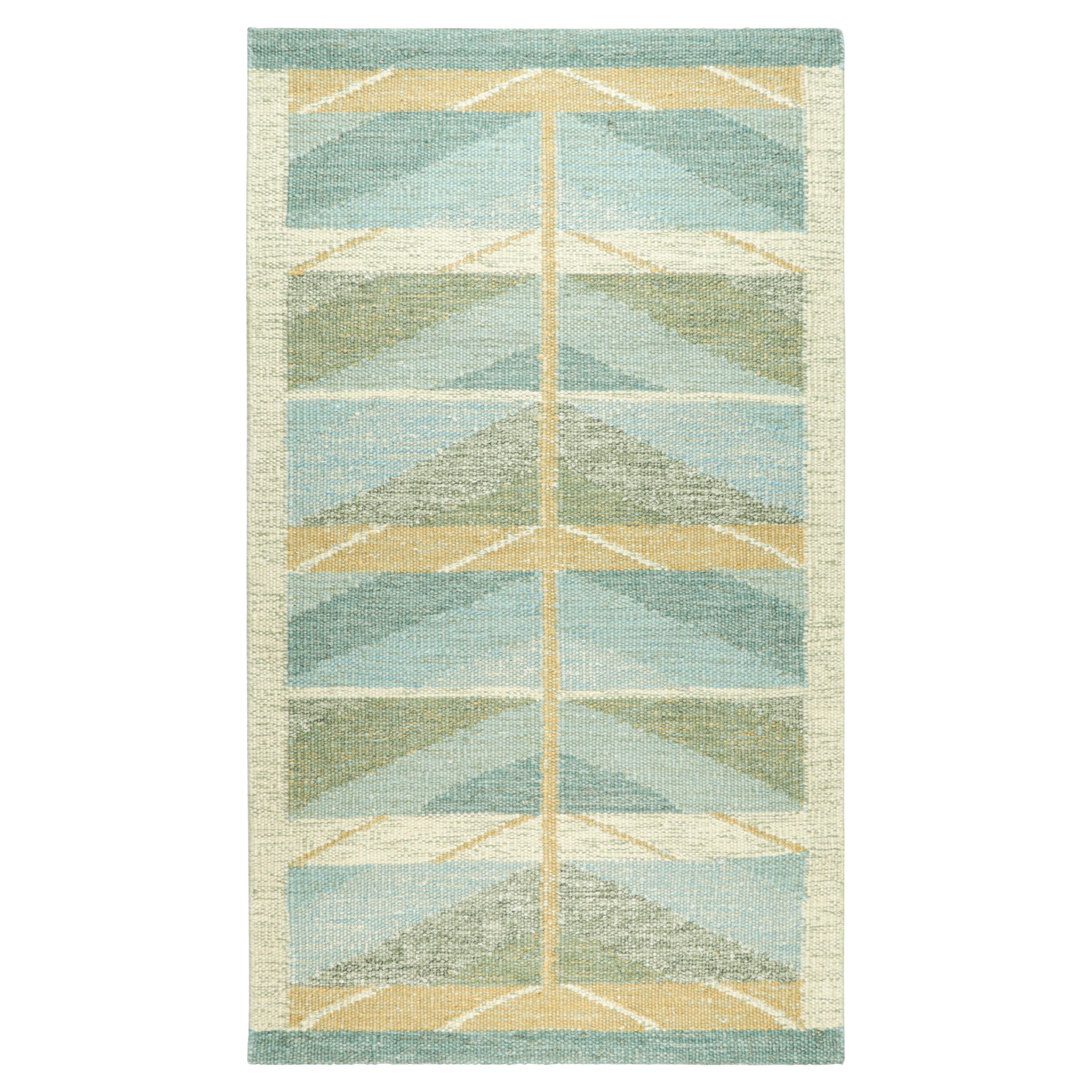 Skandinavischer Teppich von Rug & Kilim in Blau mit Chevron-Mustern
