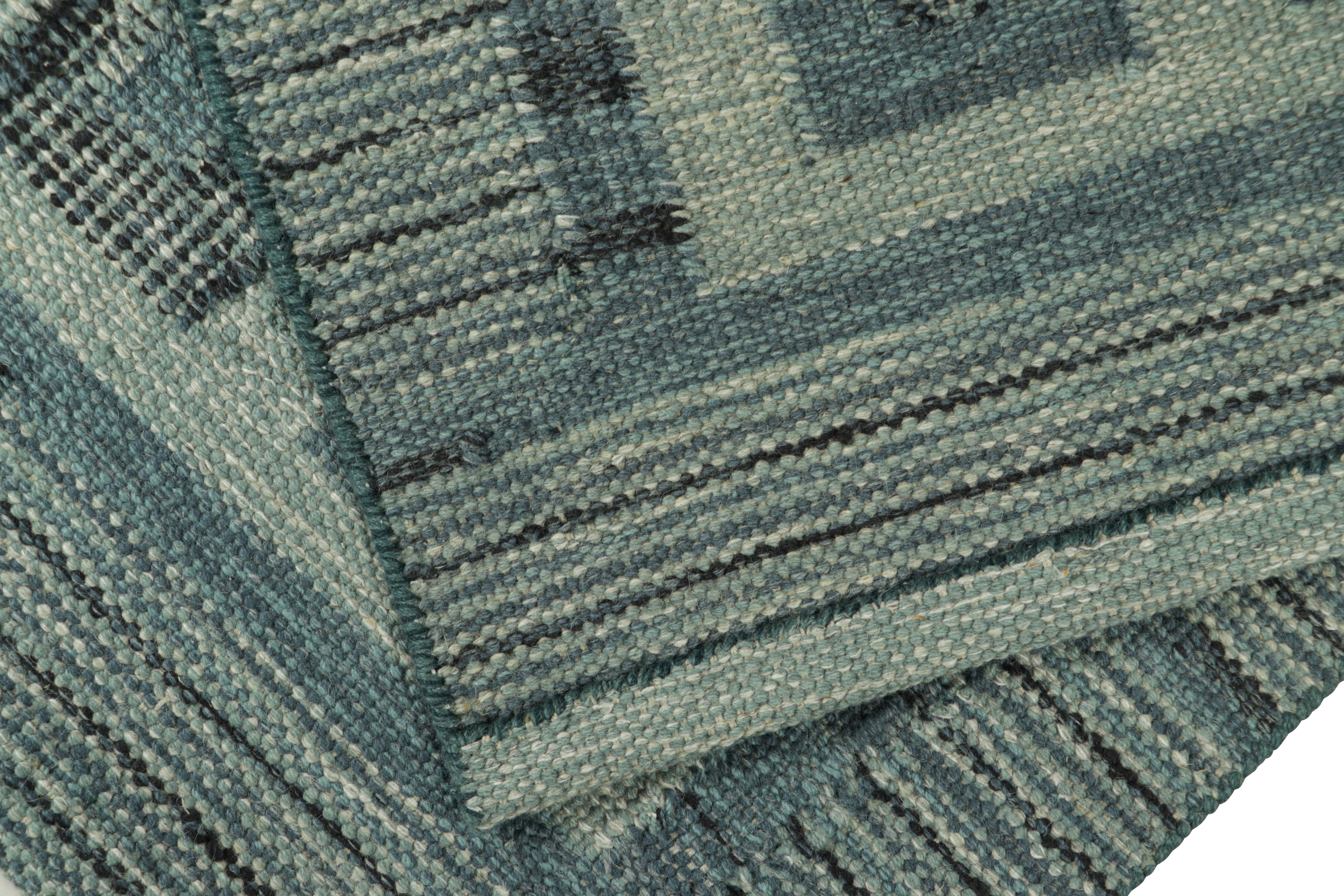 Skandinavischer Teppich von Rug & Kilim in Blau mit geometrischen Mustern (Wolle) im Angebot