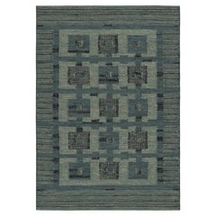 Rug & Kilim’s Scandinavian Style Custom Rug in Blue, with Geometric Patterns