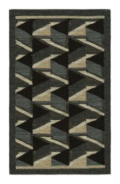 Rug & Kilim’s Scandinavian Style Custom Rug in Blue, with Geometric Patterns