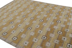 Rug & Kilim’s Scandinavian Style Custom Rug in Gold, Beige-Brown Geometric