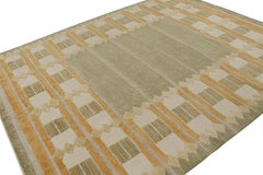 Rug & Kilim’s Scandinavian Style Custom Rug in Gold, Green & White Patterns