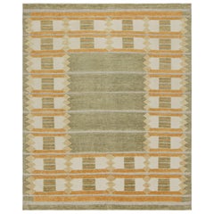 Rug & Kilim’s Scandinavian Style Custom Rug in Gold, Green & White Patterns