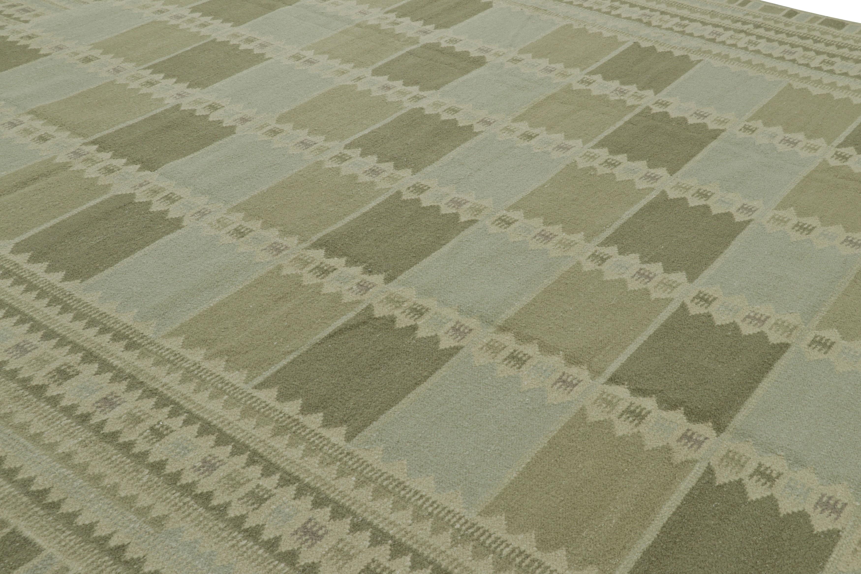 Questo tappeto personalizzato 12x15 è una nuova entusiasmante aggiunta alla collezione di tappeti scandinavi di Rug & Kilim: una nuova linea di tappeti a tessitura piatta, realizzati con una lussuosa miscela di lana tessuta a mano e filati esotici