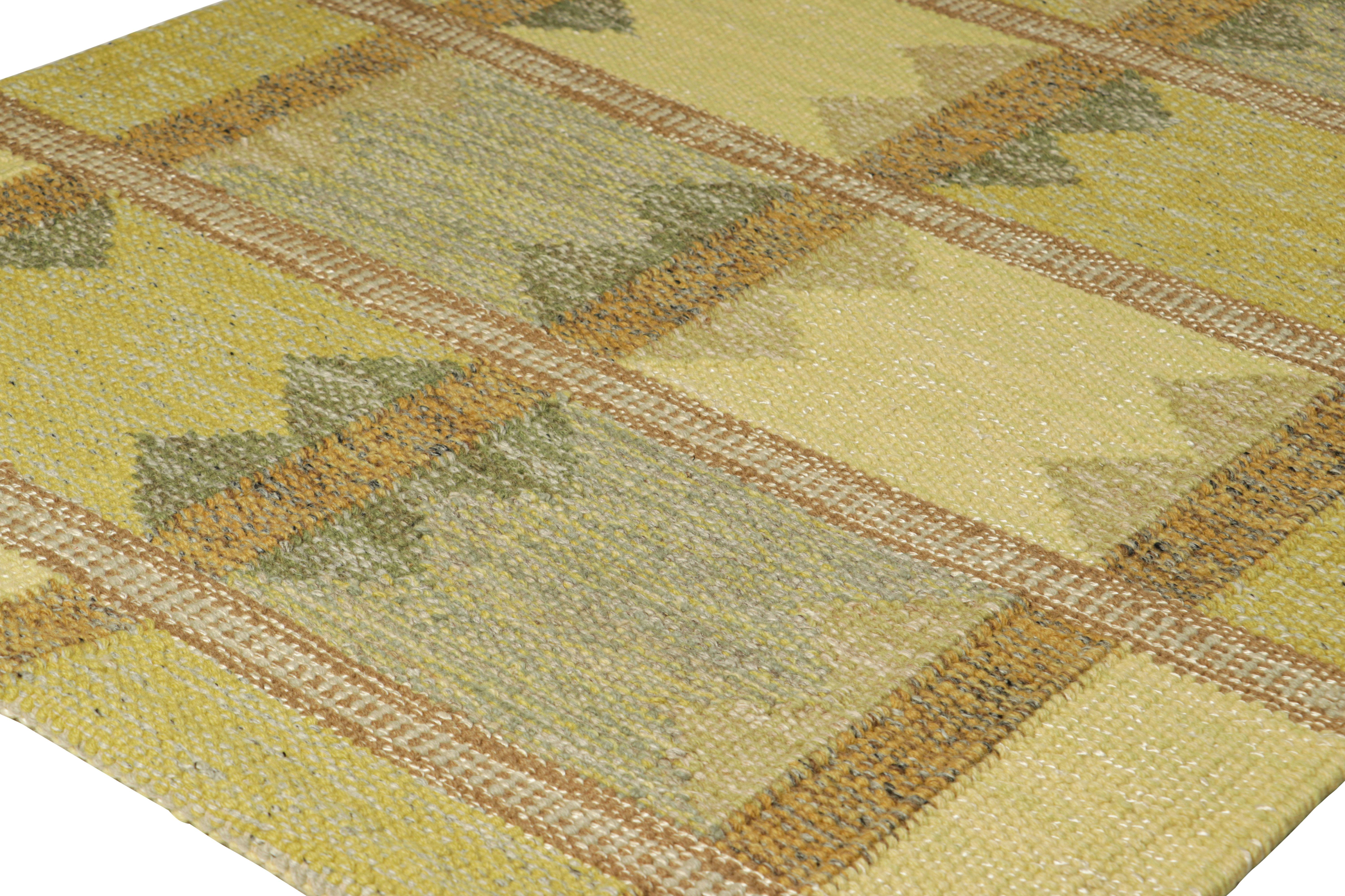 Skandinavischer Teppich von Rug & Kilim in Grün, mit geometrischen Mustern (Moderne) im Angebot