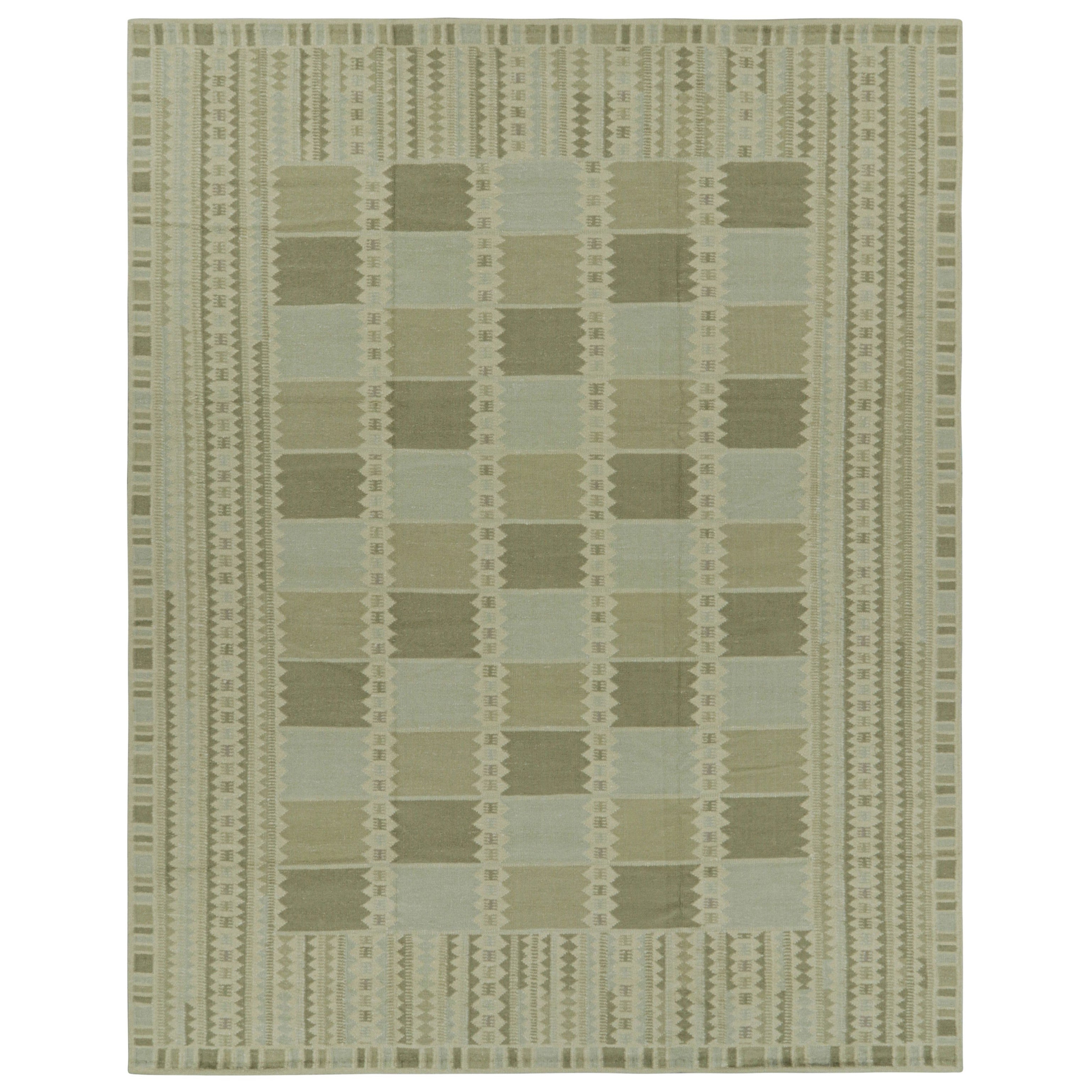 Rug & Kilim: Tappeto personalizzato in stile scandinavo in verde con motivi geometrici
