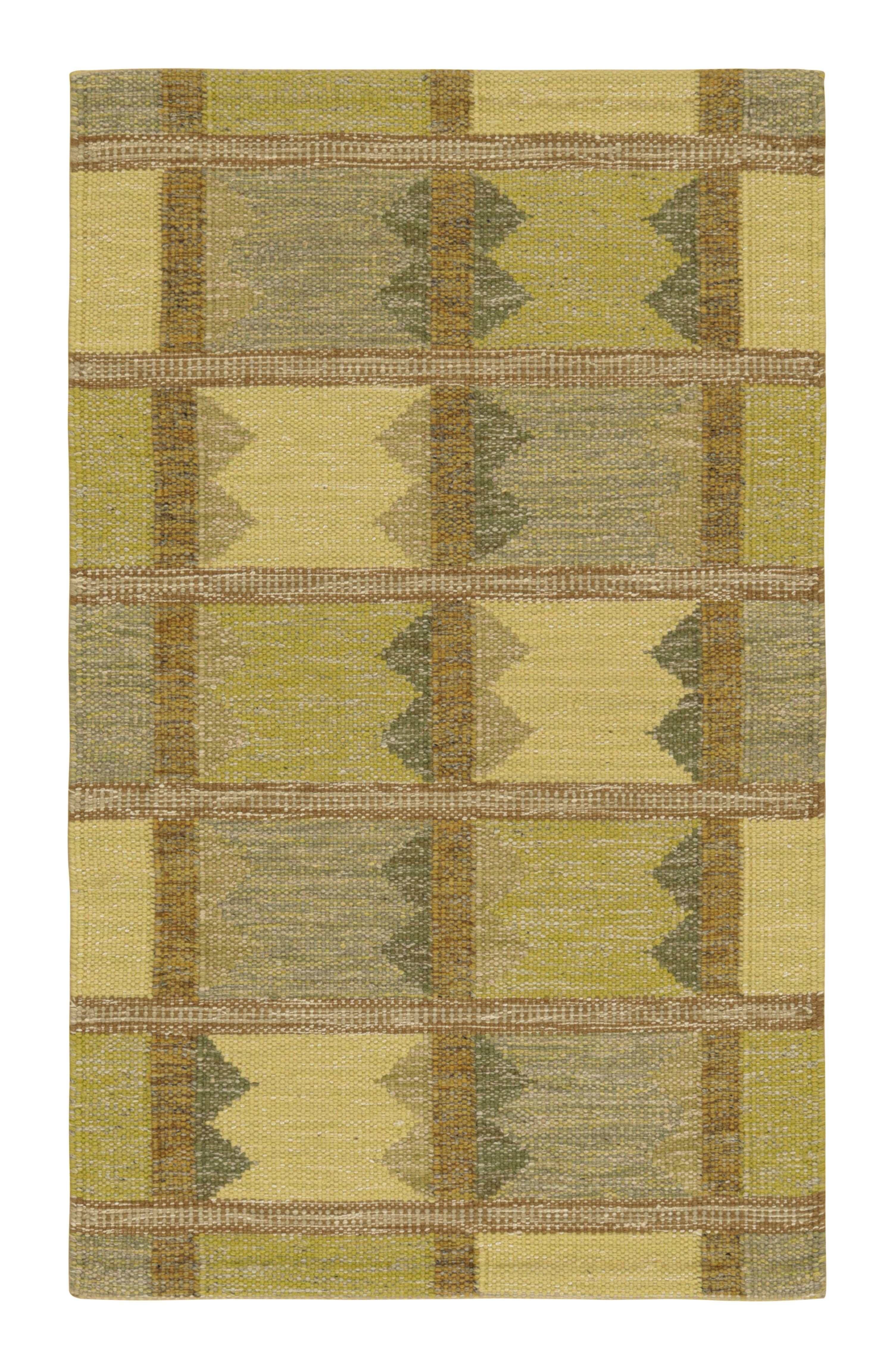 Rug & Kilim’s Scandinavian Style Custom Rug in Green, with Geometric Patterns