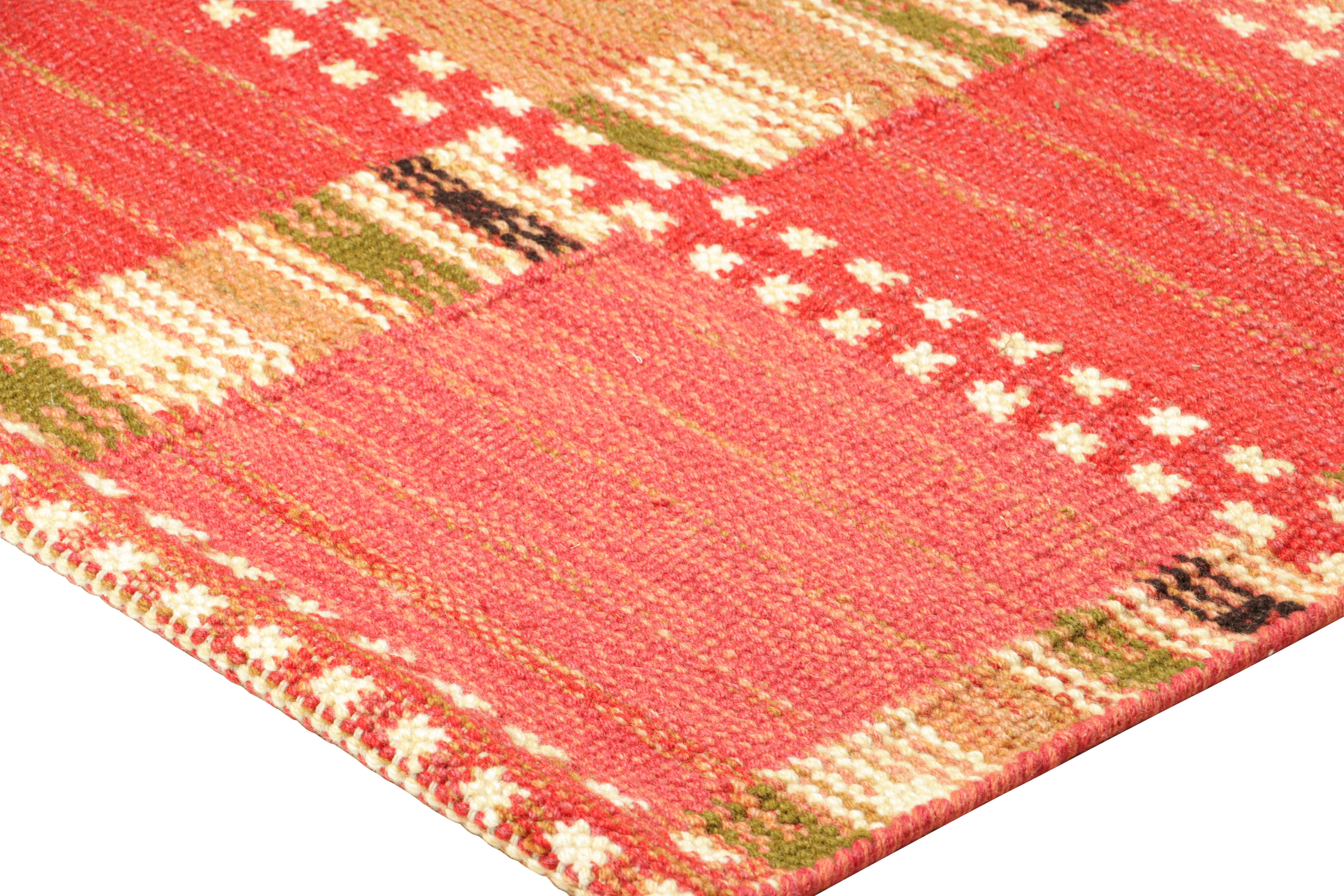 Rug & Kilim’s Scandinavian Style Custom Rug in Pink with Geometric Patterns In New Condition For Sale In Long Island City, NY