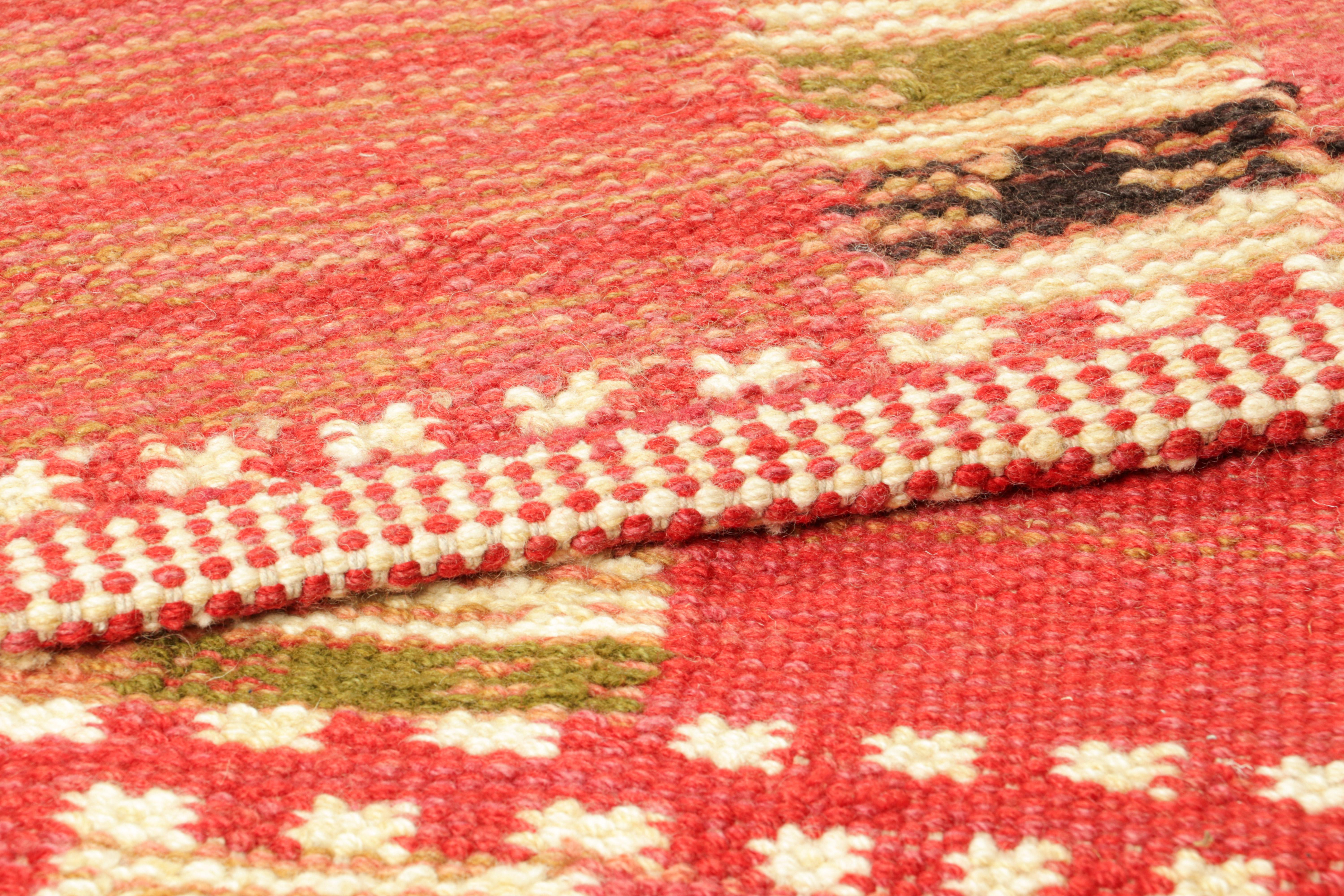Contemporary Rug & Kilim’s Scandinavian Style Custom Rug in Pink with Geometric Patterns For Sale