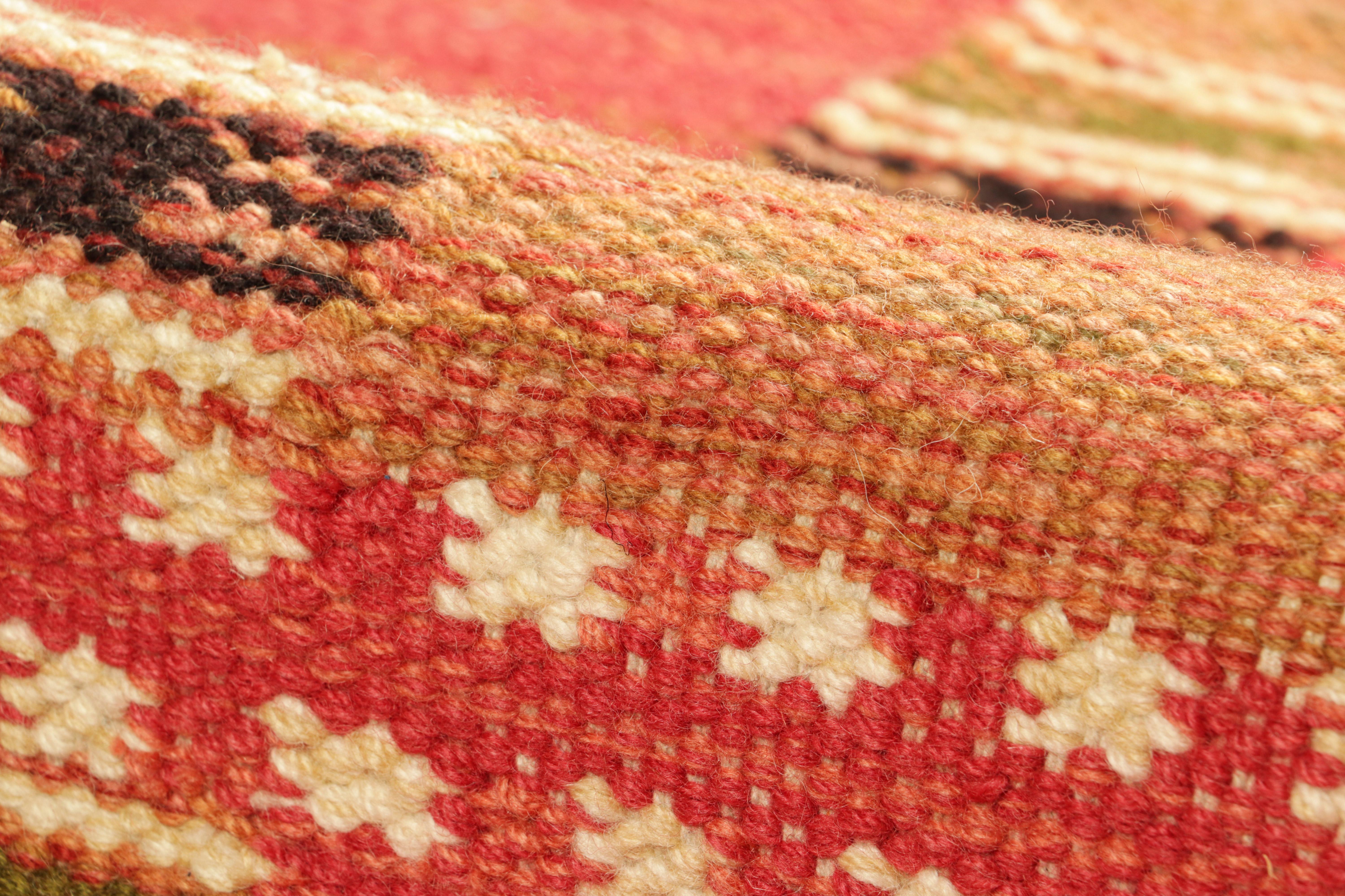 Wool Rug & Kilim’s Scandinavian Style Custom Rug in Pink with Geometric Patterns For Sale