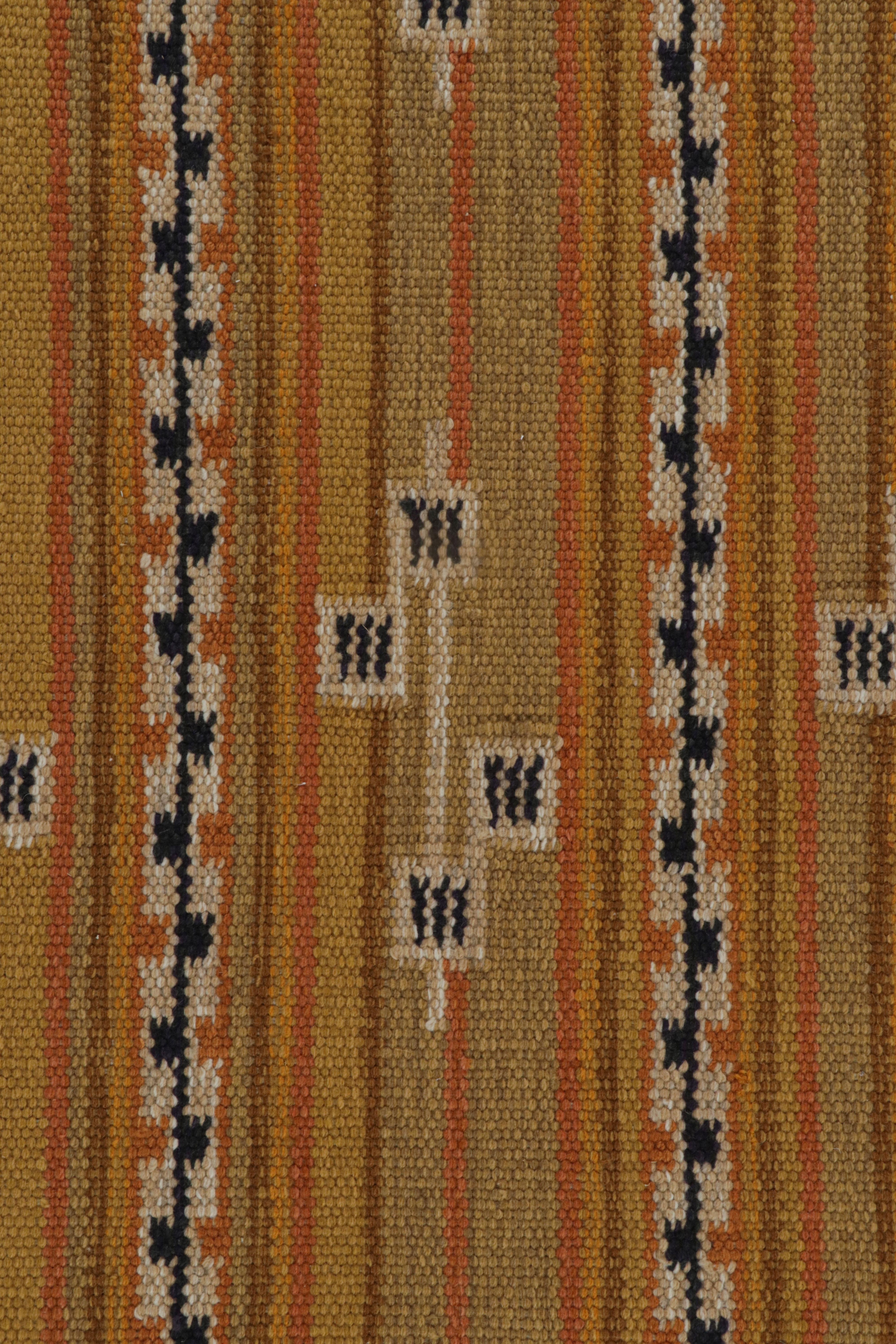 Rug & Kilim’s Scandinavian Style Custom Rug “Marta Stripe” Design in Gold In New Condition For Sale In Long Island City, NY