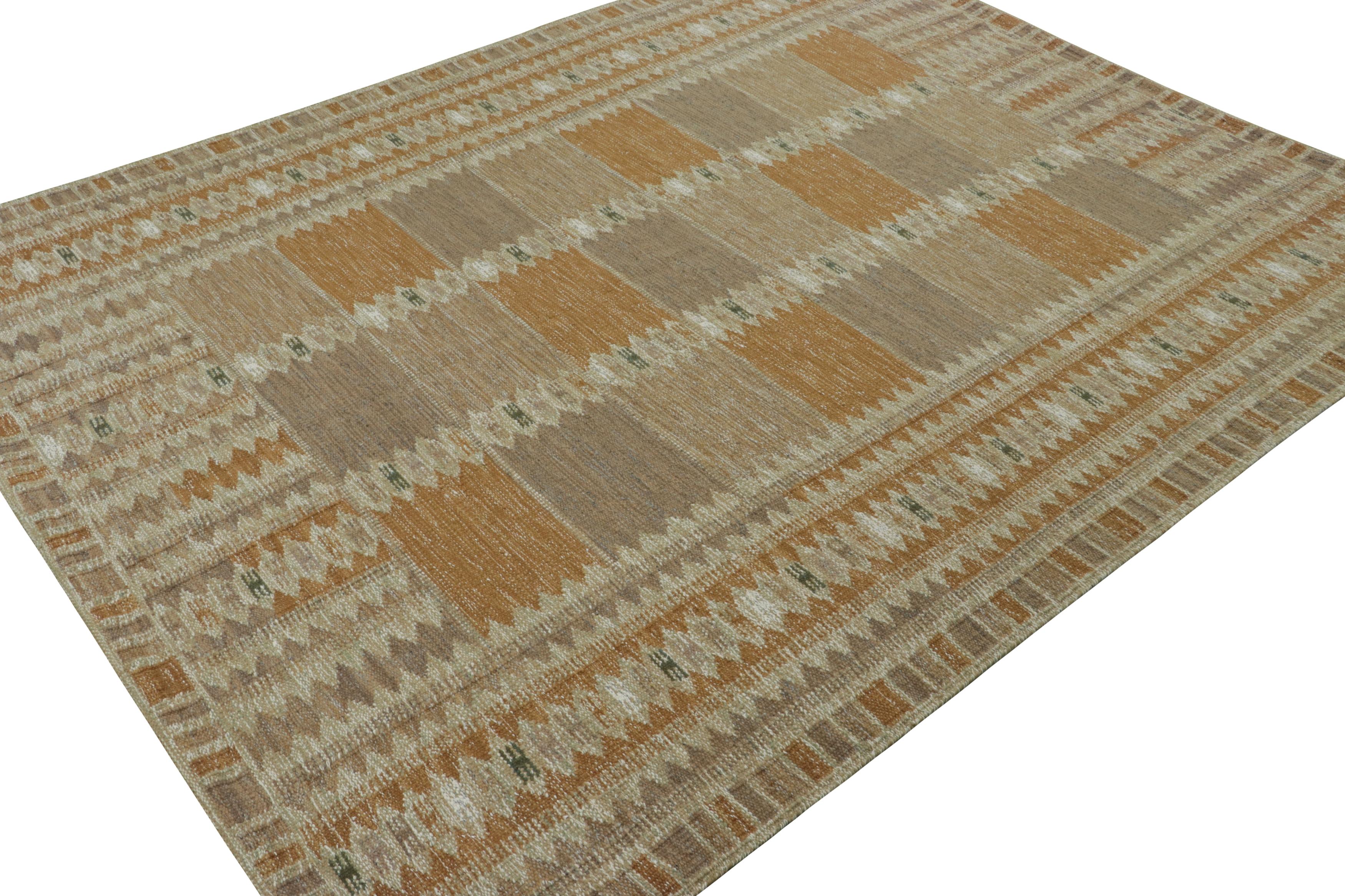 Rug & Kilim's Scandinavian Style Custom Rug, Rust and Mauve Geometric Patterns (Indisch) im Angebot