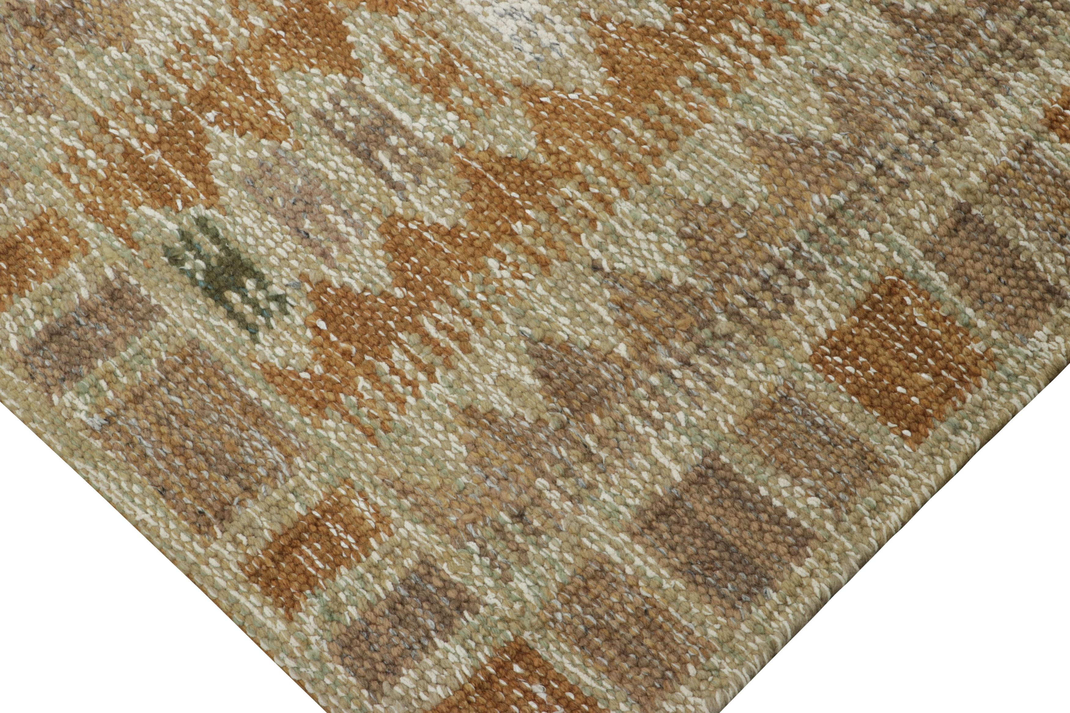 Rug & Kilim's Scandinavian Style Custom Rug, Rust and Mauve Geometric Patterns im Zustand „Neu“ im Angebot in Long Island City, NY