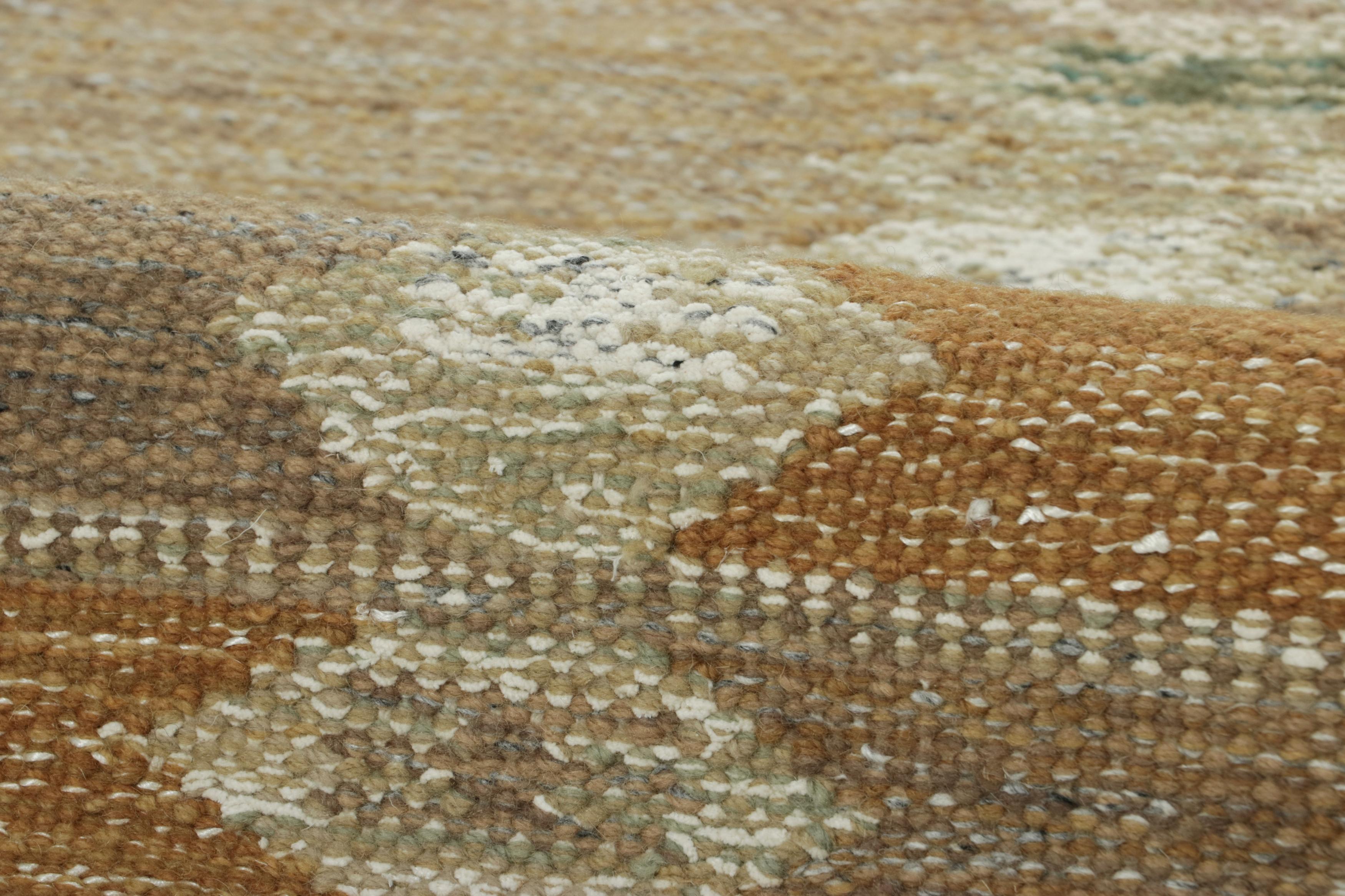 Rug & Kilim's Scandinavian Style Custom Rug, Rust and Mauve Geometric Patterns (Wolle) im Angebot