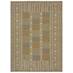 Rug & Kilim's Scandinavian Style Custom Rug, Rust and Mauve Geometric Patterns