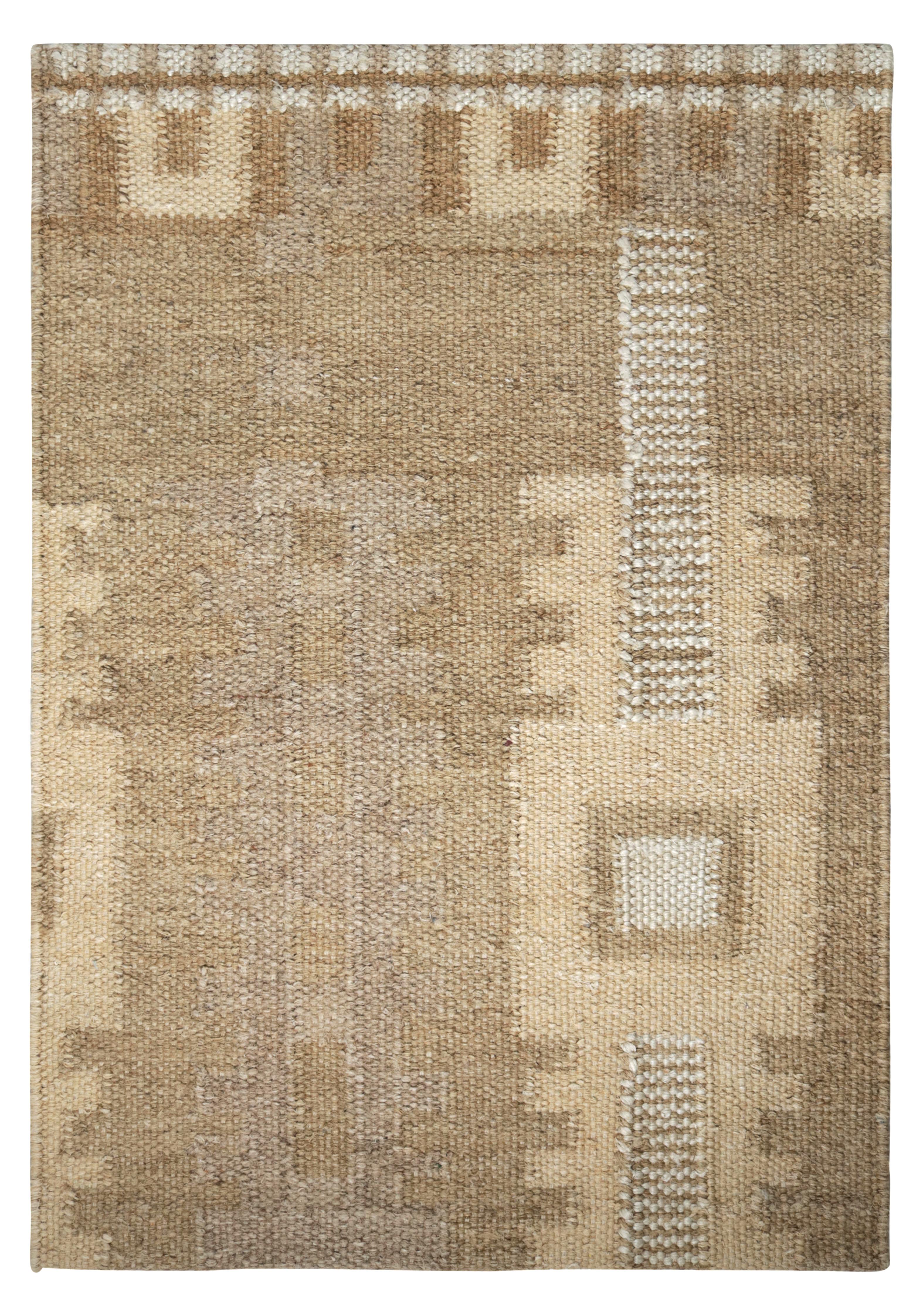 Scandinavian Modern Rug & Kilim’s Scandinavian Style Custom Rug Sample, Beige Geometric Patterns For Sale