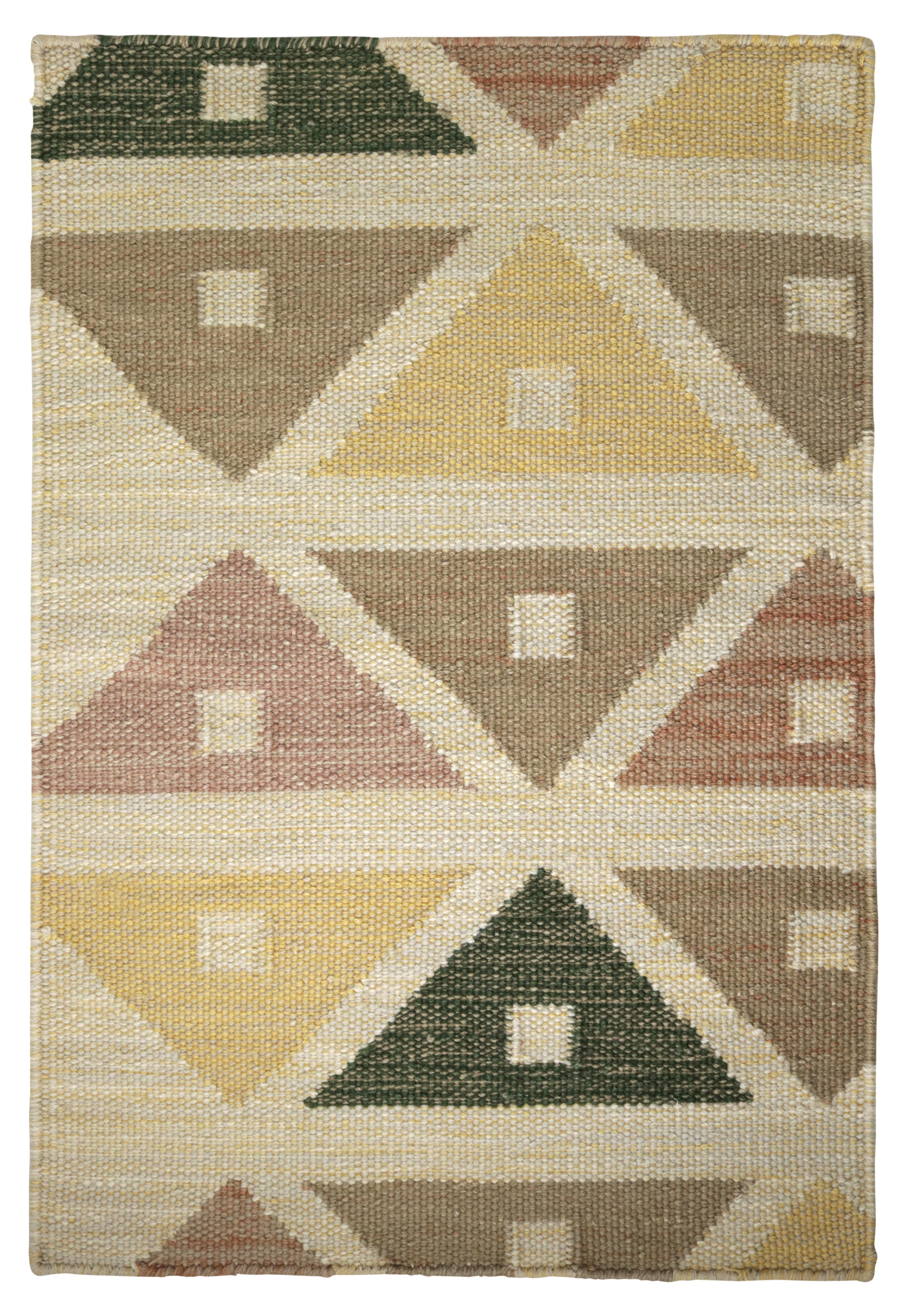 Scandinavian Modern Rug & Kilim’s Scandinavian Style Custom Rug Sample, Beige Geometric Patterns For Sale