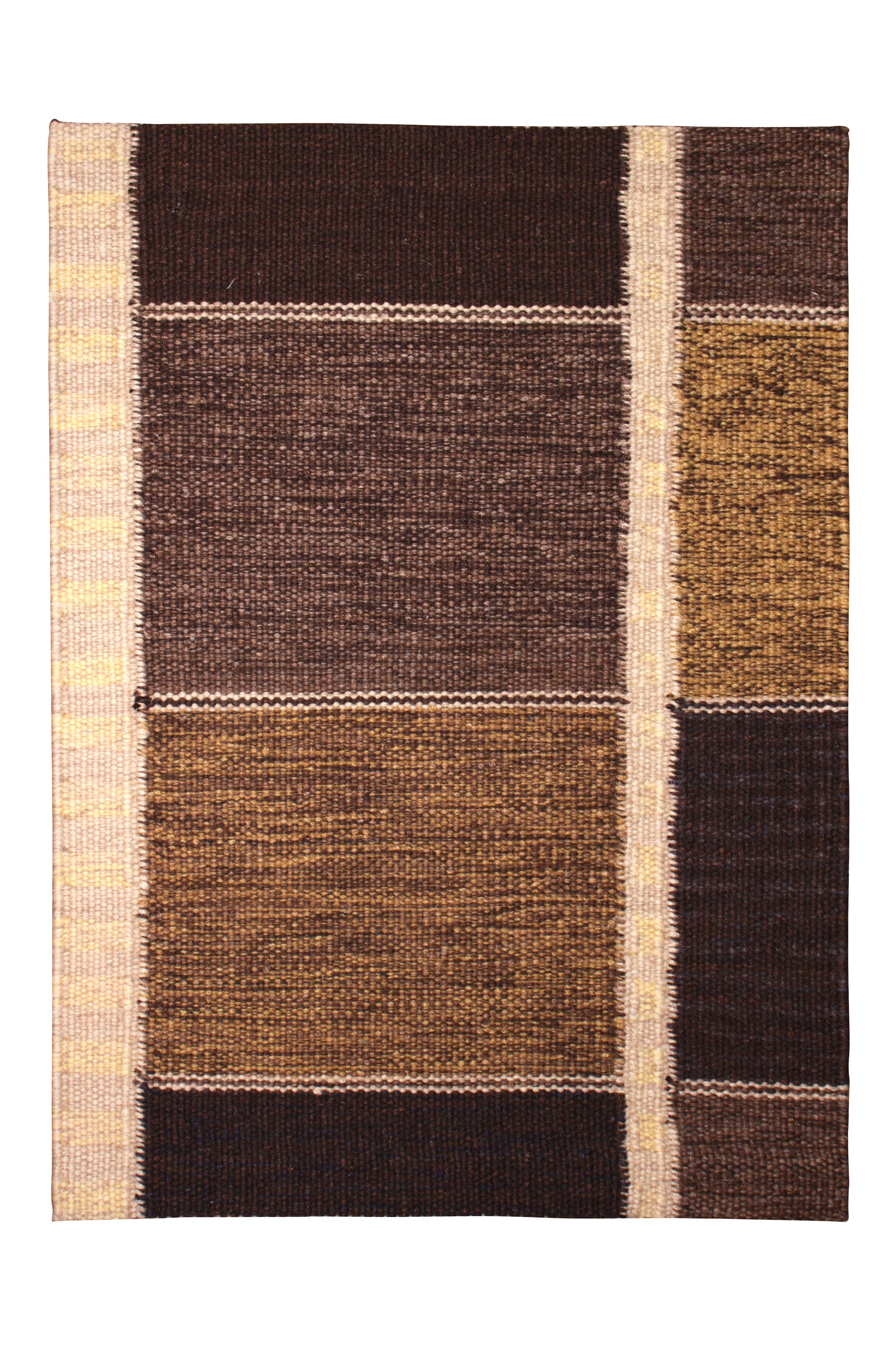 Scandinavian Modern Rug & Kilim’s Scandinavian Style Custom Rug Sample, Beige Geometric Patterns For Sale