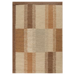 Rug & Kilim’s Scandinavian Style Custom Rug Sample, Brown and Cream Geometric