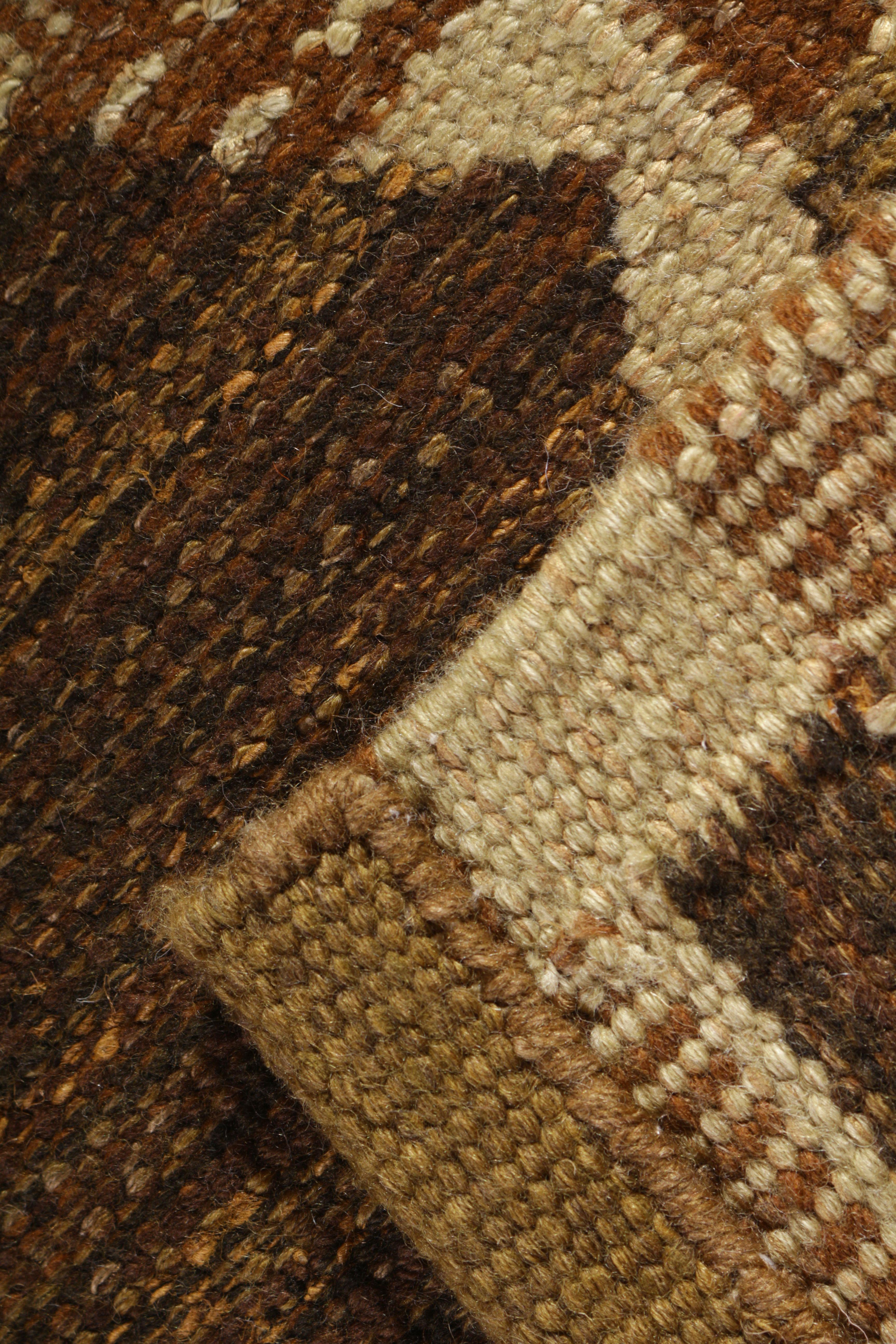 Rug & Kilim's Scandinavian Style Custom Rug Sample, Brown Geometric Patterns (Skandinavische Moderne) im Angebot