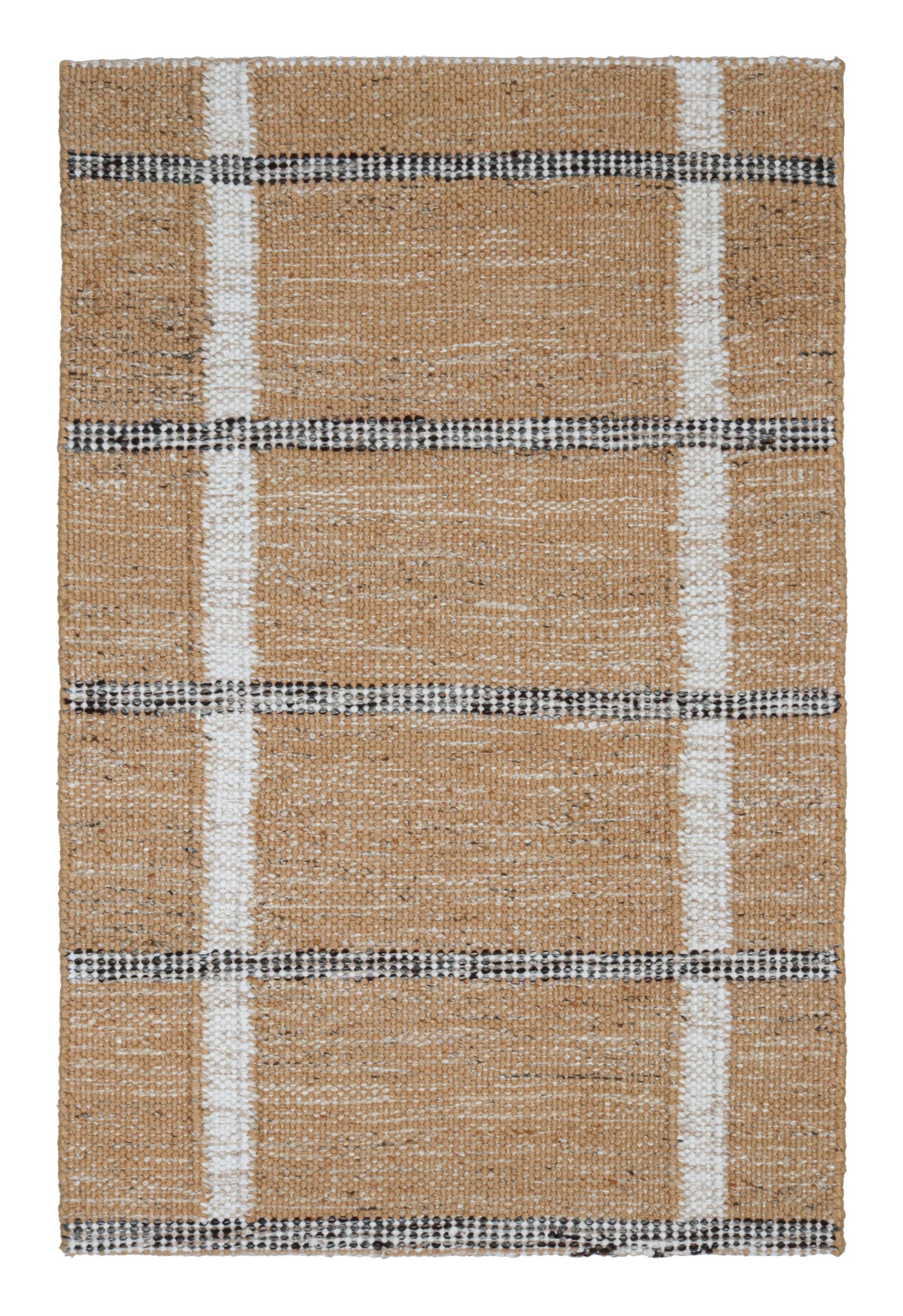 Rug & Kilim's Scandinavian Style Custom Rug Sample, Brown Geometric Patterns (Skandinavische Moderne) im Angebot