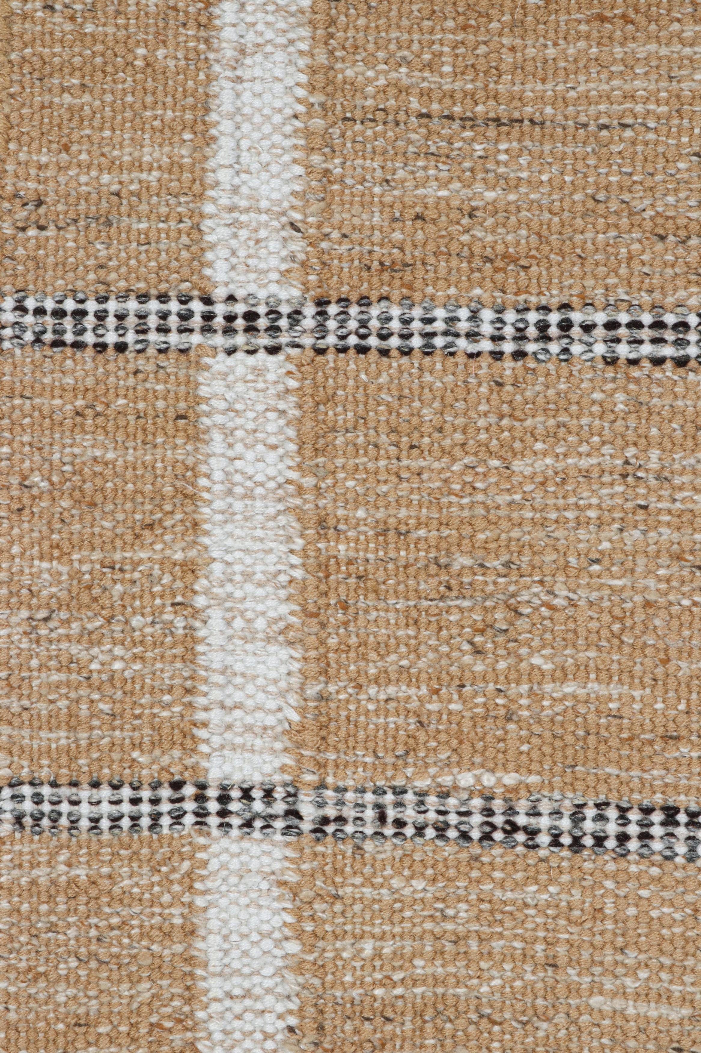 Rug & Kilim's Scandinavian Style Custom Rug Sample, Brown Geometric Patterns (Indisch) im Angebot
