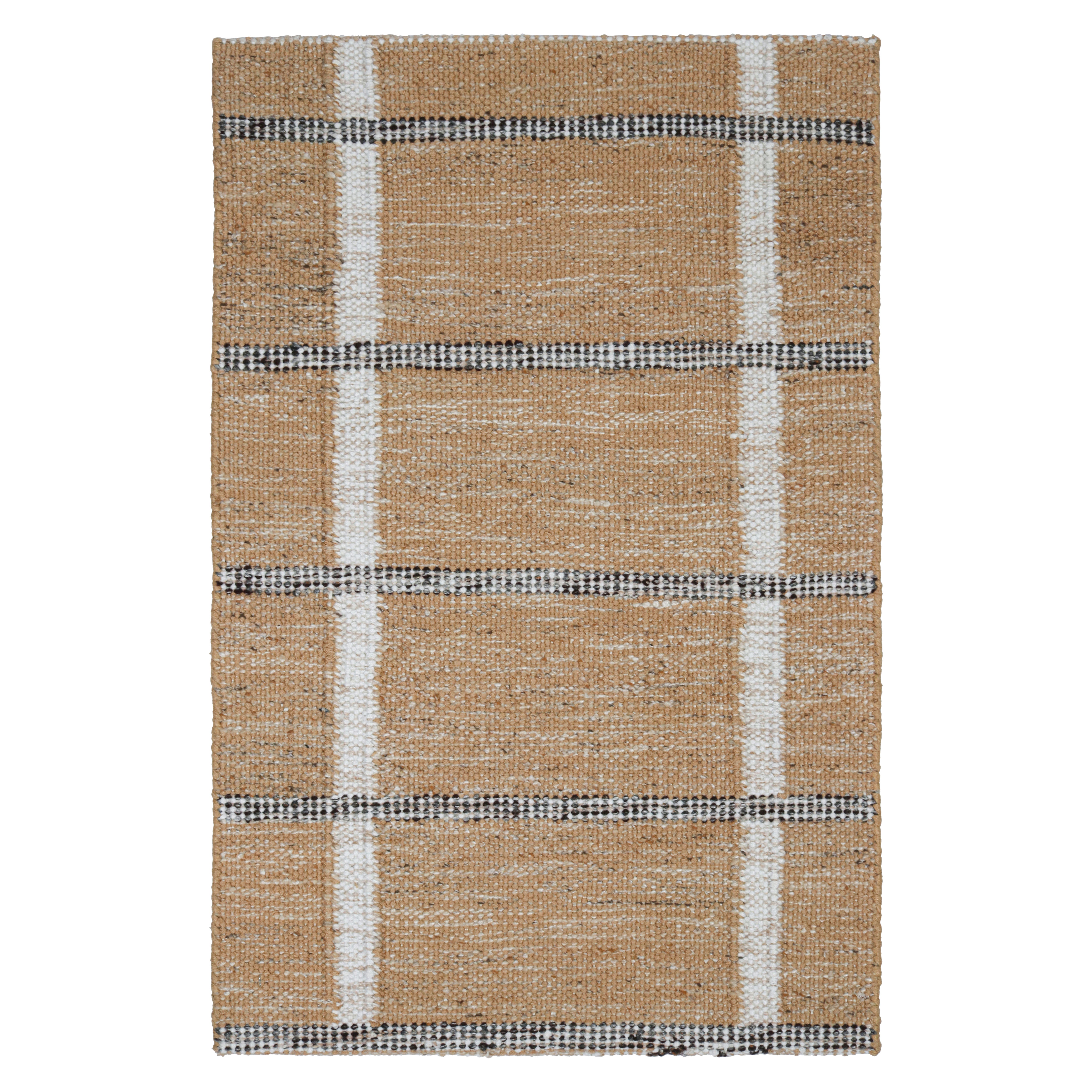 Rug & Kilim's Scandinavian Style Custom Rug Sample, Brown Geometric Patterns