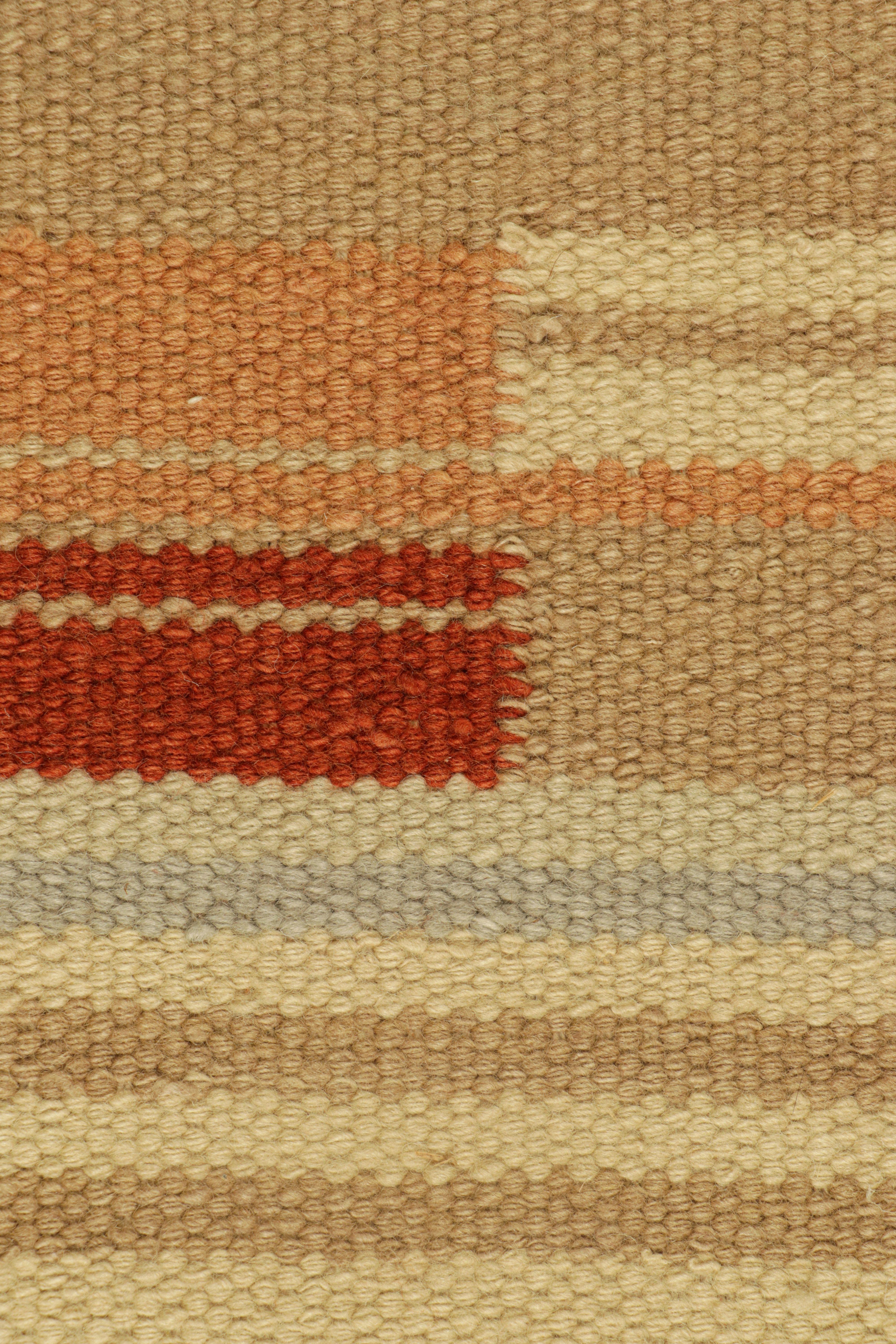 Scandinavian Modern Rug & Kilim’s Scandinavian Style Custom Rug Sample in Beige and Red, Geometric For Sale