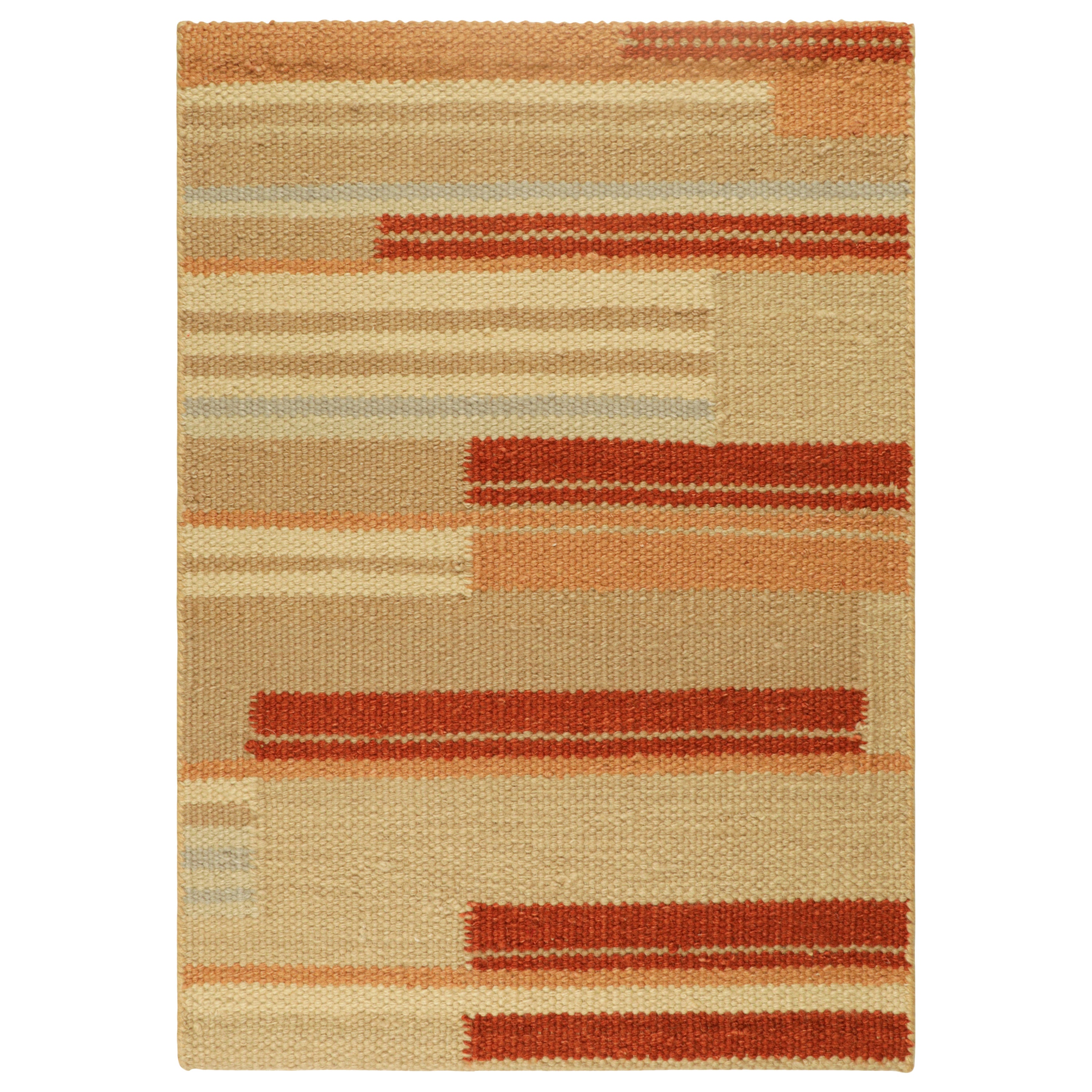 Rug & Kilim’s Scandinavian Style Custom Rug Sample in Beige and Red, Geometric