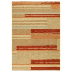 Rug & Kilim’s Scandinavian Style Custom Rug Sample in Beige and Red, Geometric