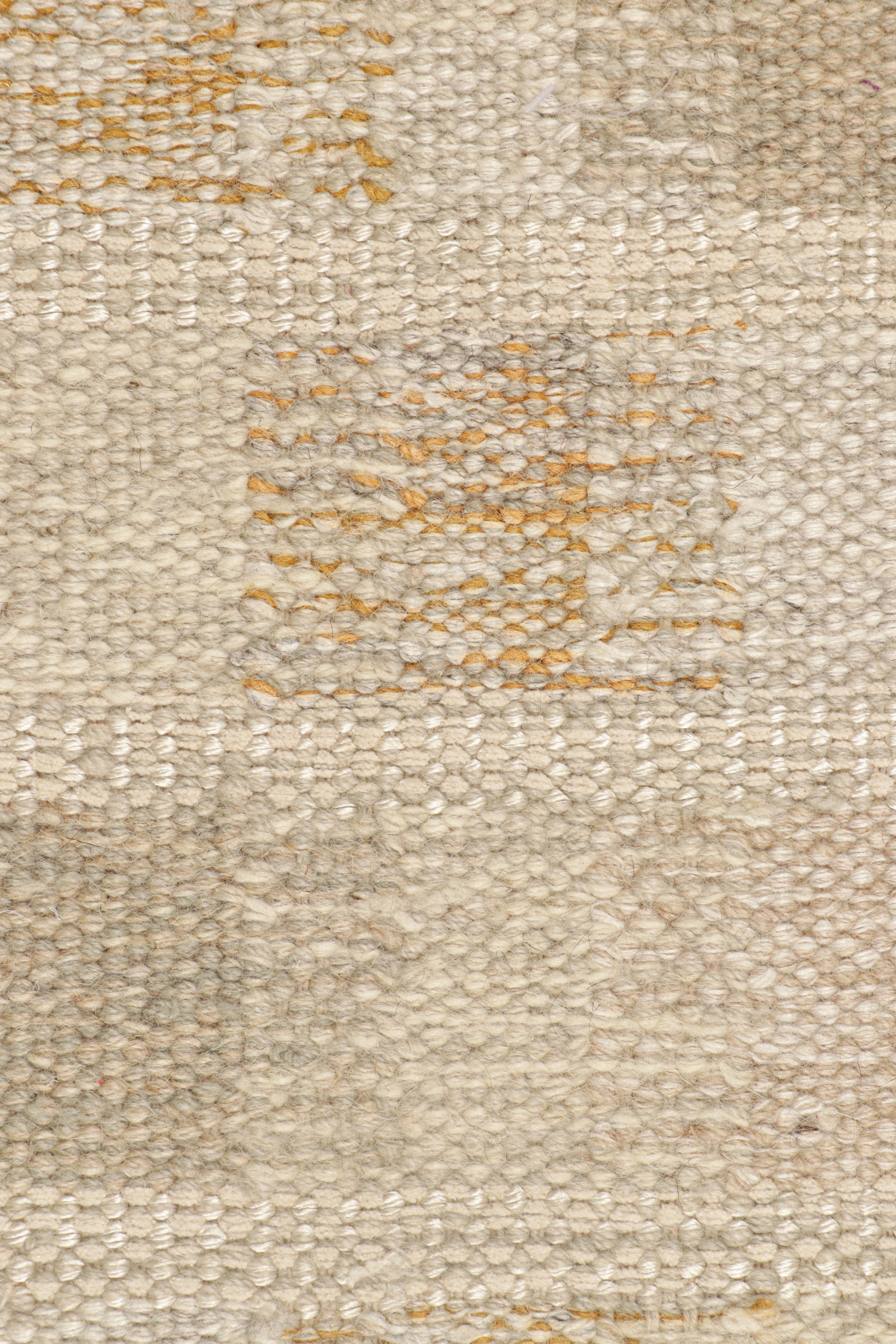 Scandinavian Modern Rug & Kilim’s Scandinavian Style Custom Rug Sample in Beige-Brown, Geometric For Sale