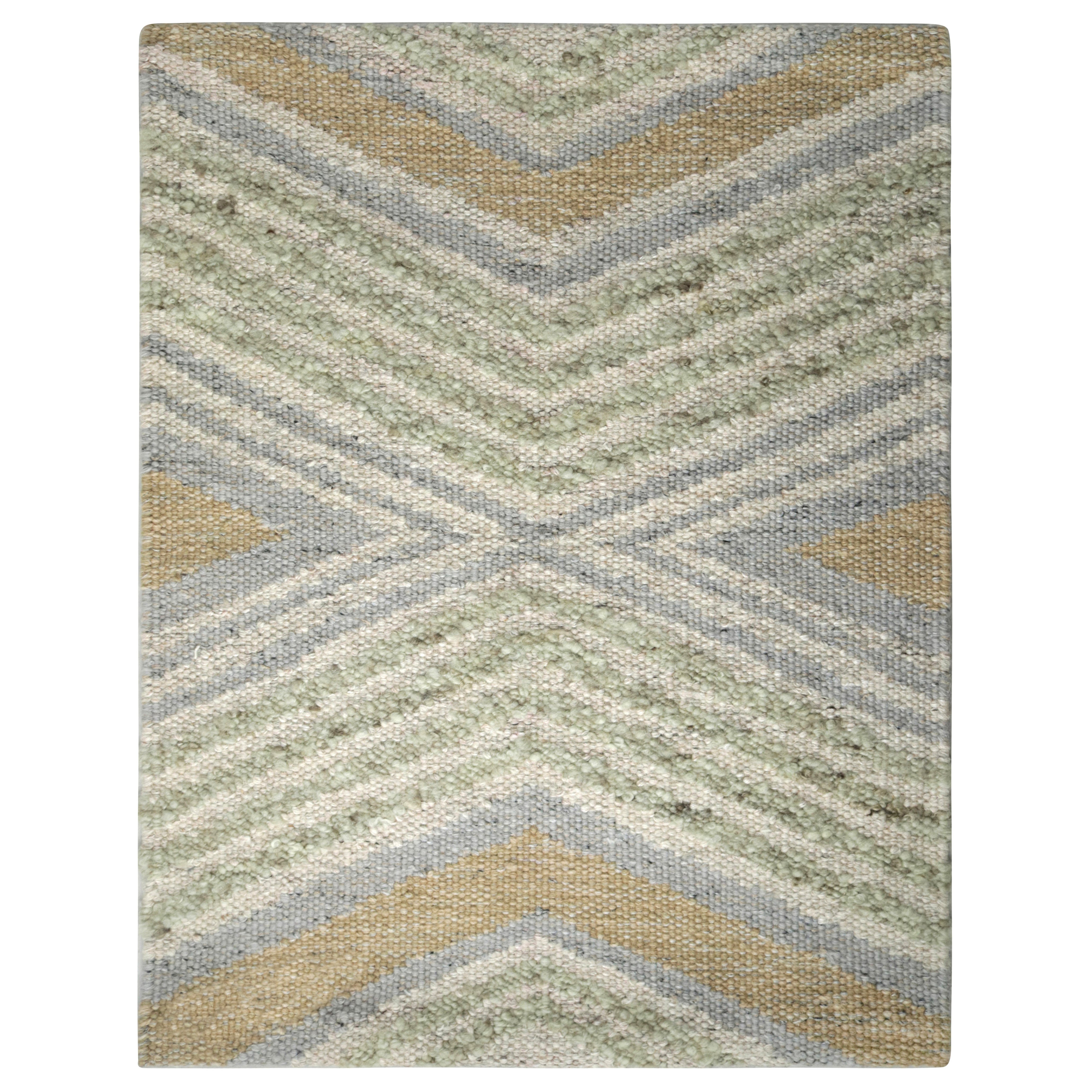 Rug & Kilim's Skandinavischer Stil Muster in Beige-Braun, Geometrisch im Angebot