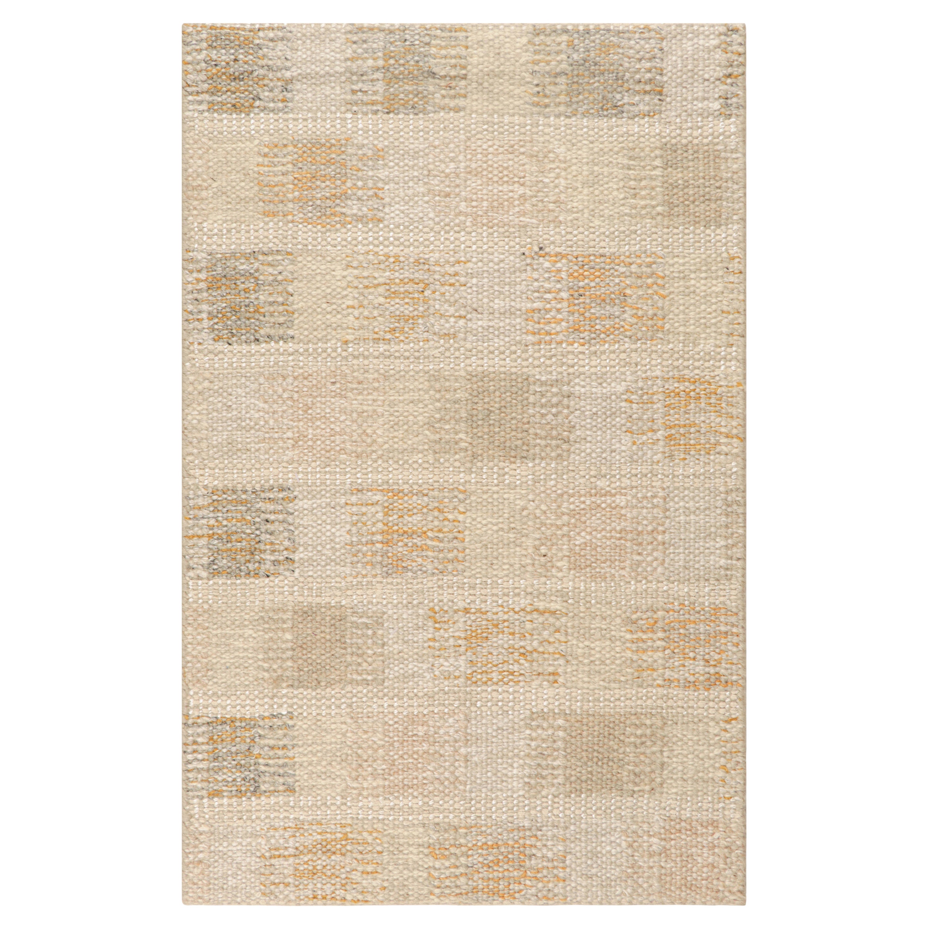 Rug & Kilim’s Scandinavian Style Custom Rug Sample in Beige-Brown, Geometric