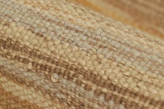 Rug & Kilim's Scandinavian Style Custom Rug Sample in Beige-Brown, Gold Stripes (échantillon de tapis sur mesure de style scandinave en beige et marron, avec des rayures dorées)