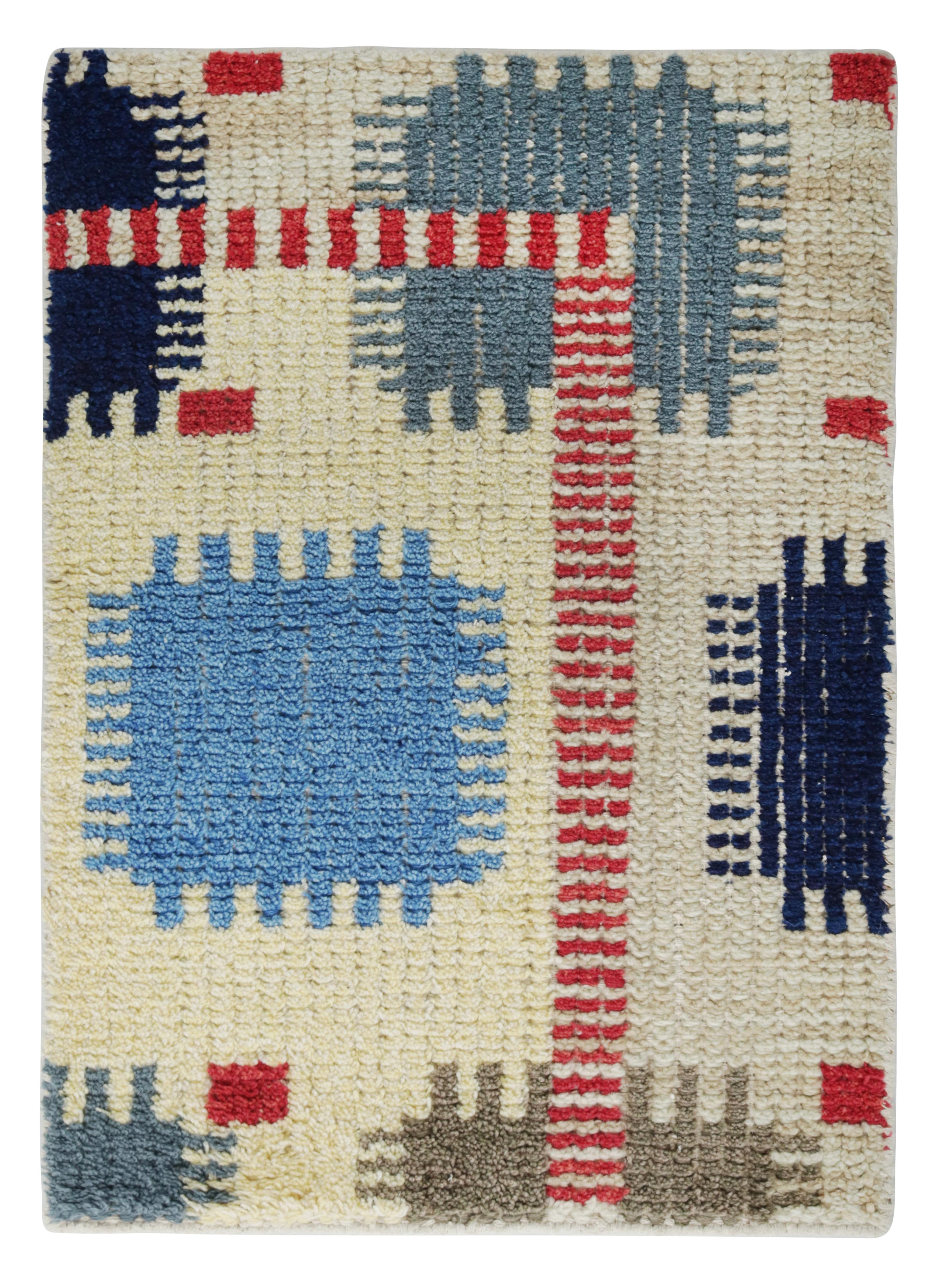 Scandinavian Modern Rug & Kilim's Scandinavian Style Custom Rug Sample in Beige-Cream, Geometric For Sale