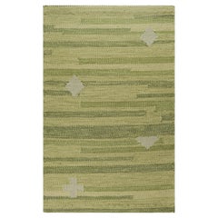 Rug & Kilim: campione di tappeto personalizzato in stile scandinavo in verde e grigio, geometrico