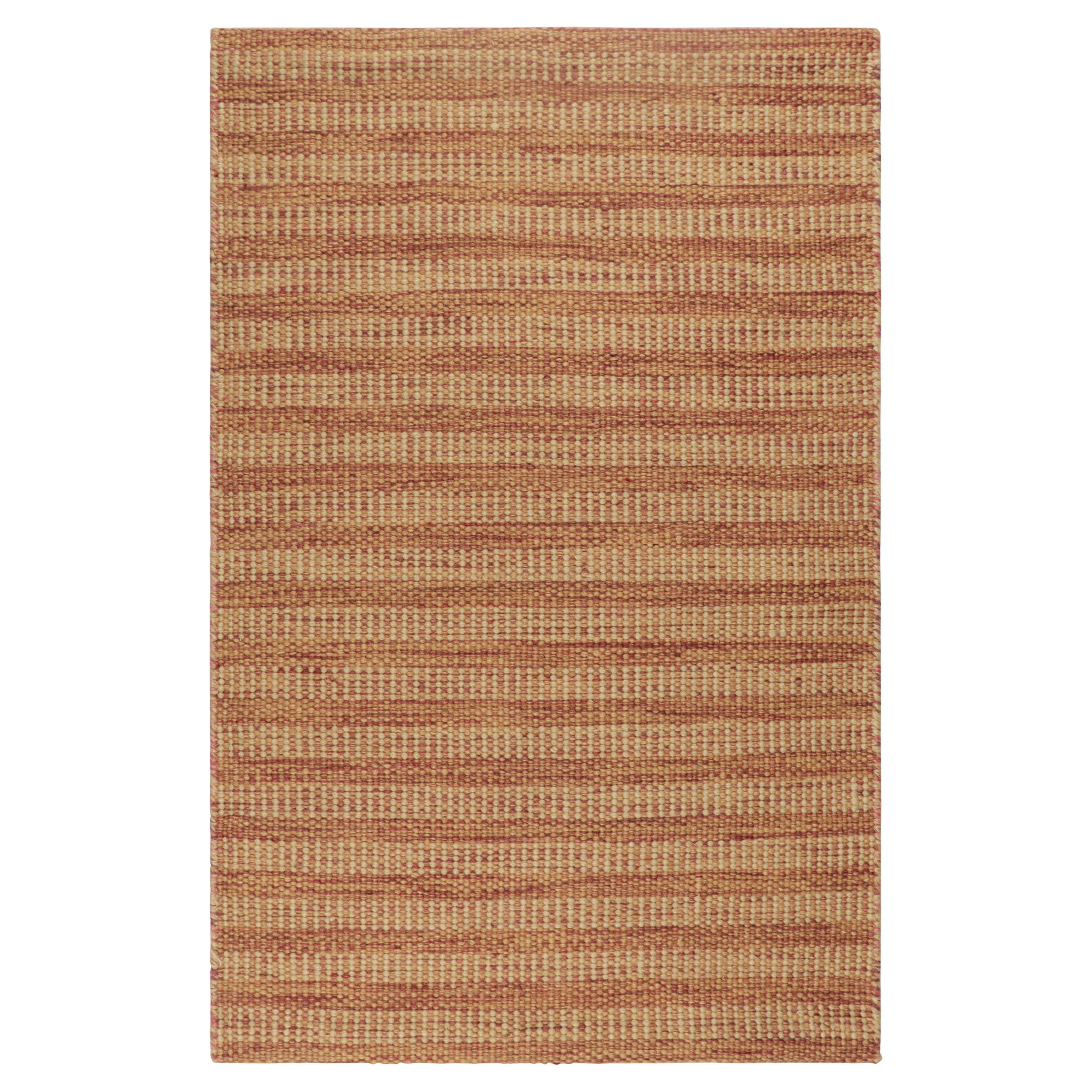 Rug & Kilim: campione di tappeto personalizzato in stile scandinavo a strisce rosse e beige in vendita
