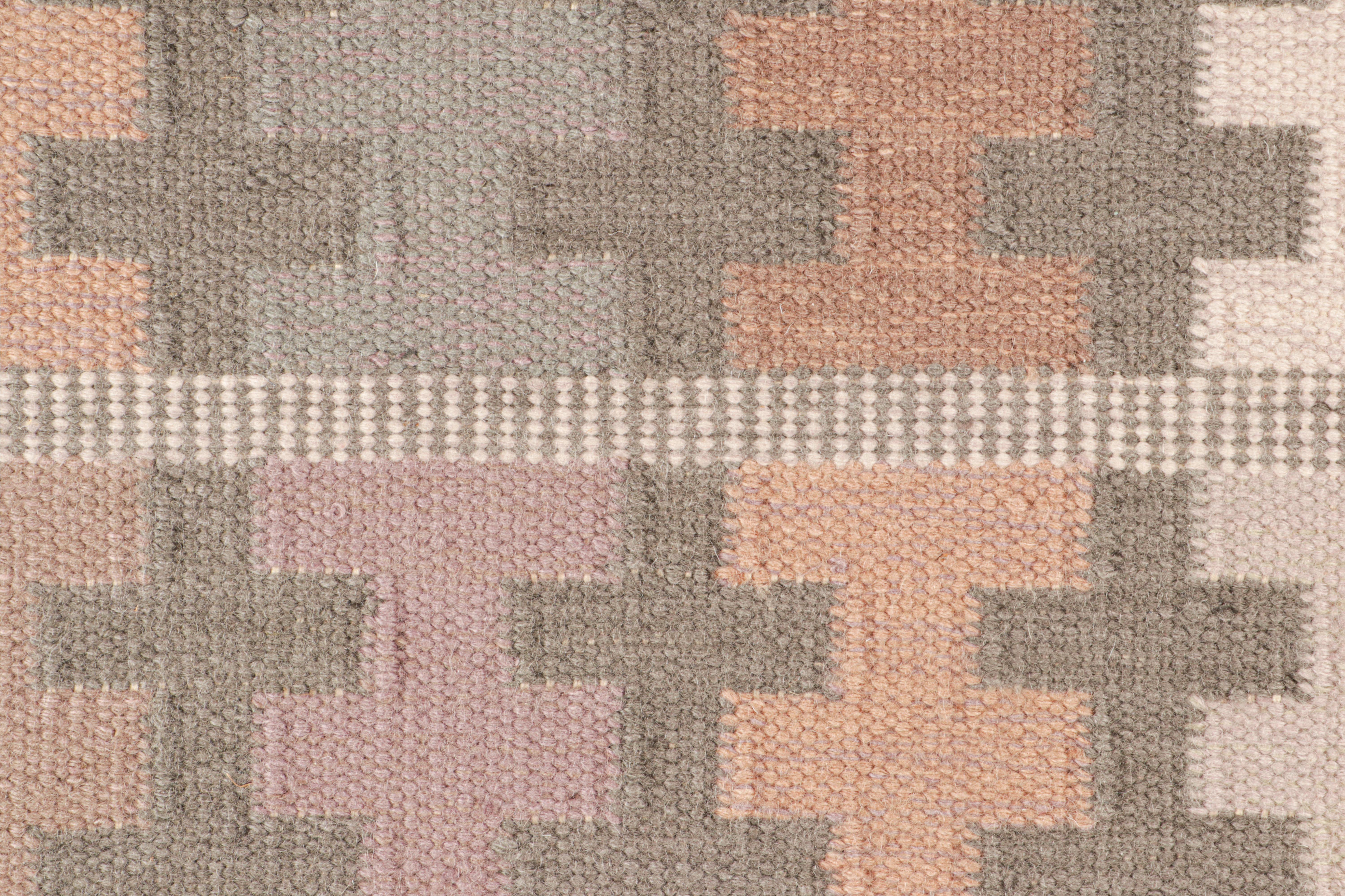 Scandinavian Modern Rug & Kilim’s Scandinavian Style Custom Rug Sample, Polychrome Geometric Pattern For Sale