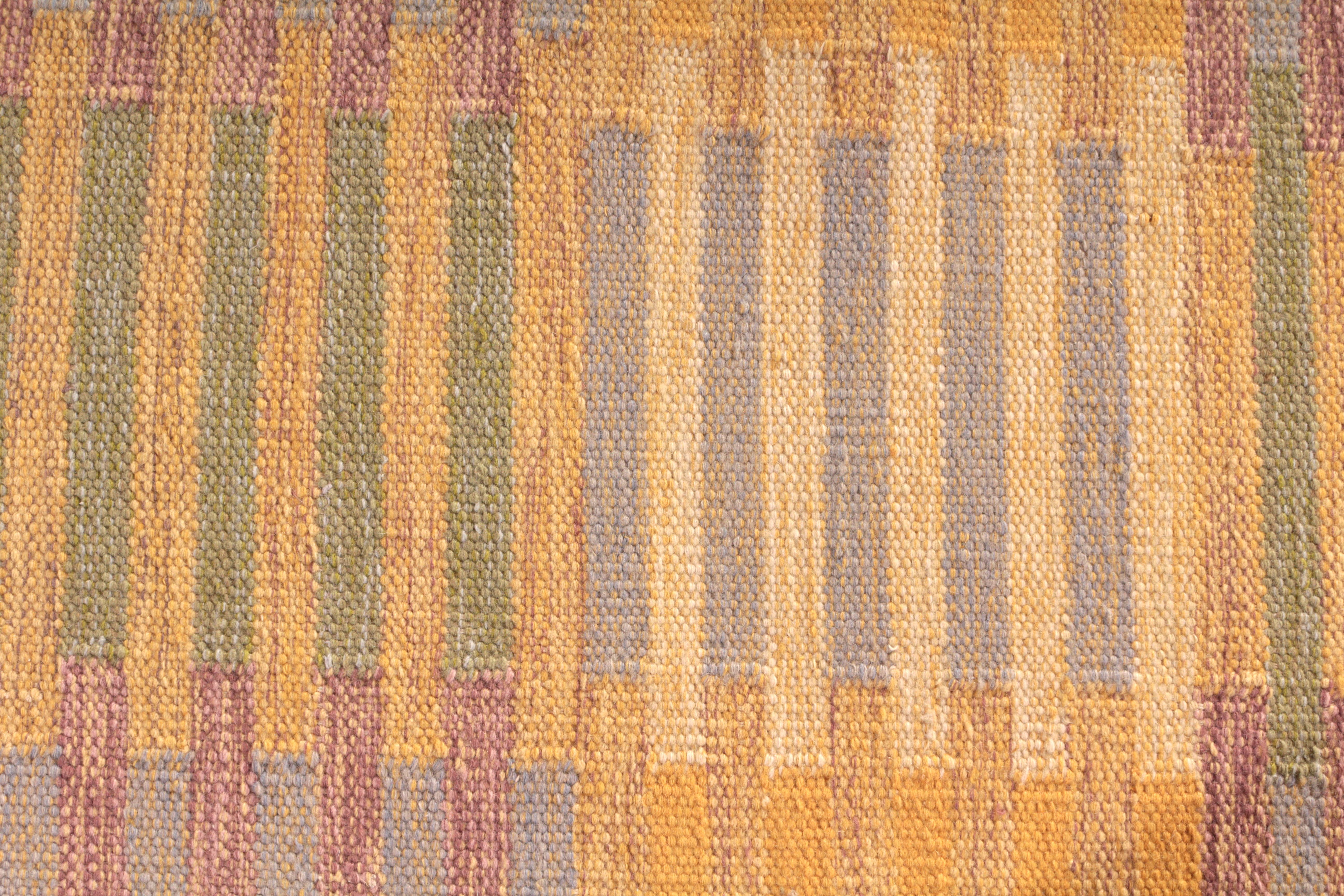 Muestra de alfombra personalizada de estilo escandinavo de Rug & Kilim, motivo geométrico policromado Indio en venta