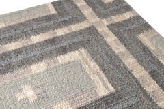 Rug & Kilim’s Scandinavian Style Custom Rug Sample with Gray Geometric Patterns