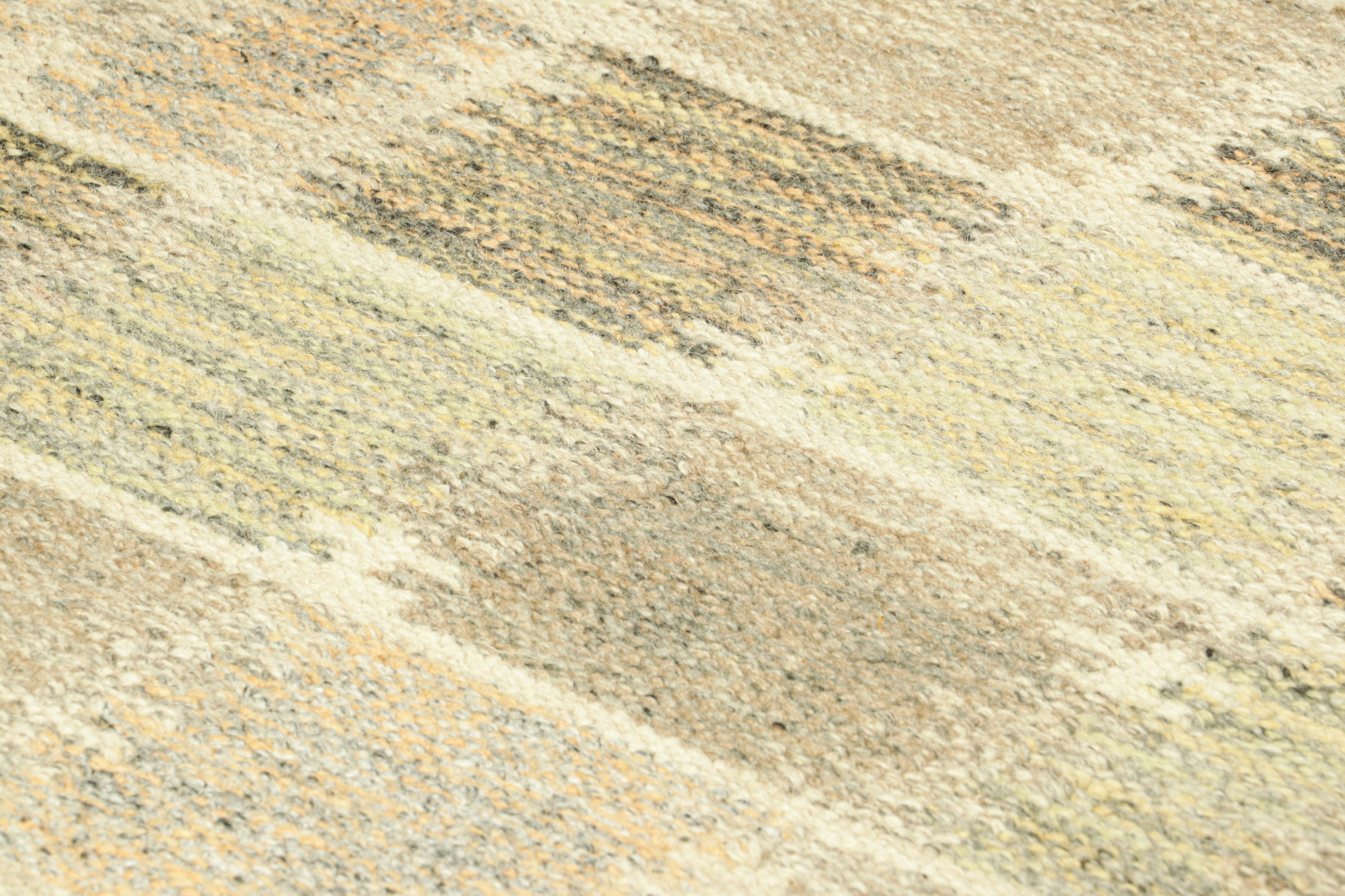 This 3x5 Swedish rug is a bold new addition to Rug & Kilim’s Scandinavian collection. Handwoven in a wool flatweave with undyed natural yarns as well, its design is inspired by Swedish minimalist designs.

On the Design: 

These photos represent a