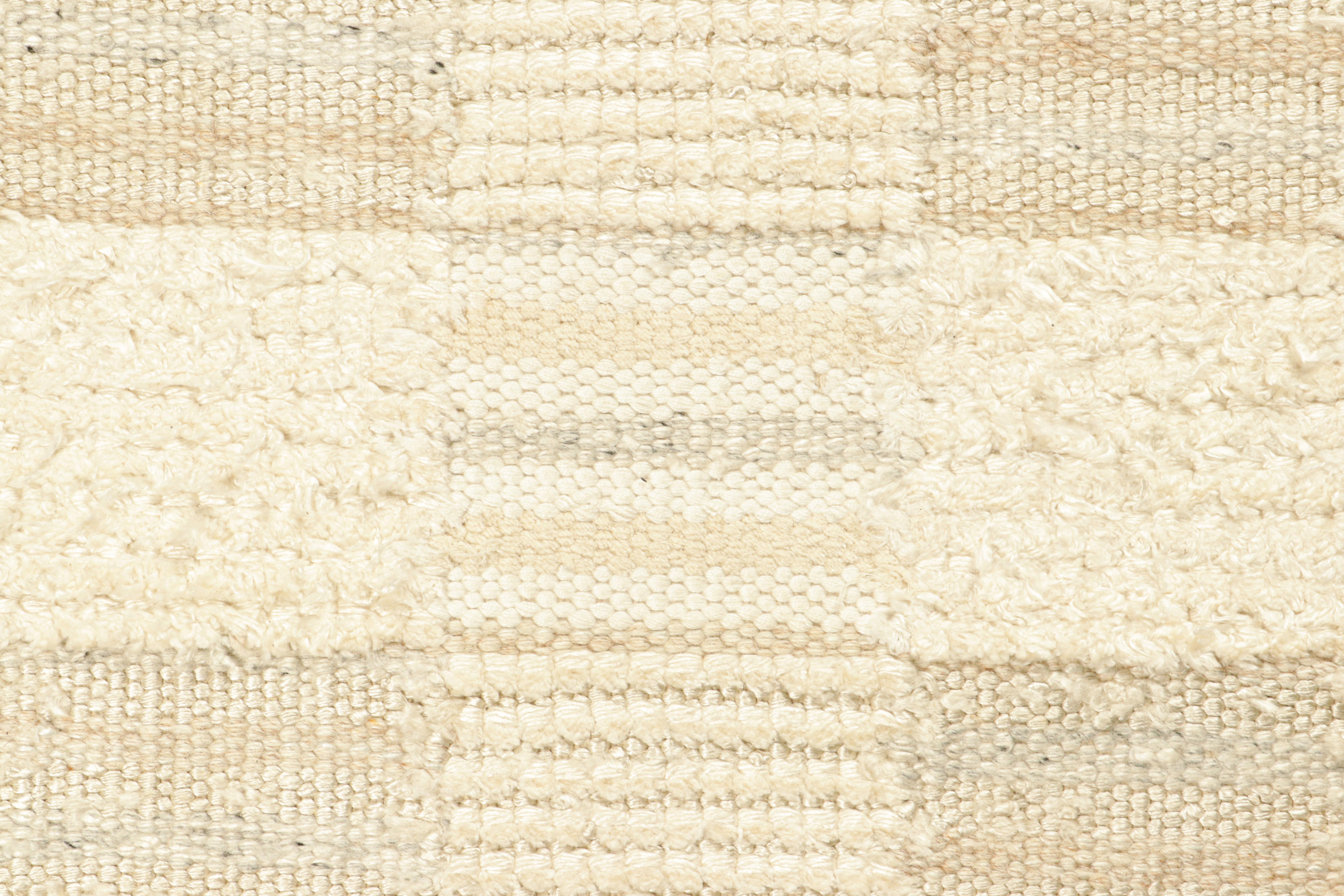 Modern Rug & Kilim’s Scandinavian Style Custom Rug with Beige-Brown Geometric Patterns For Sale