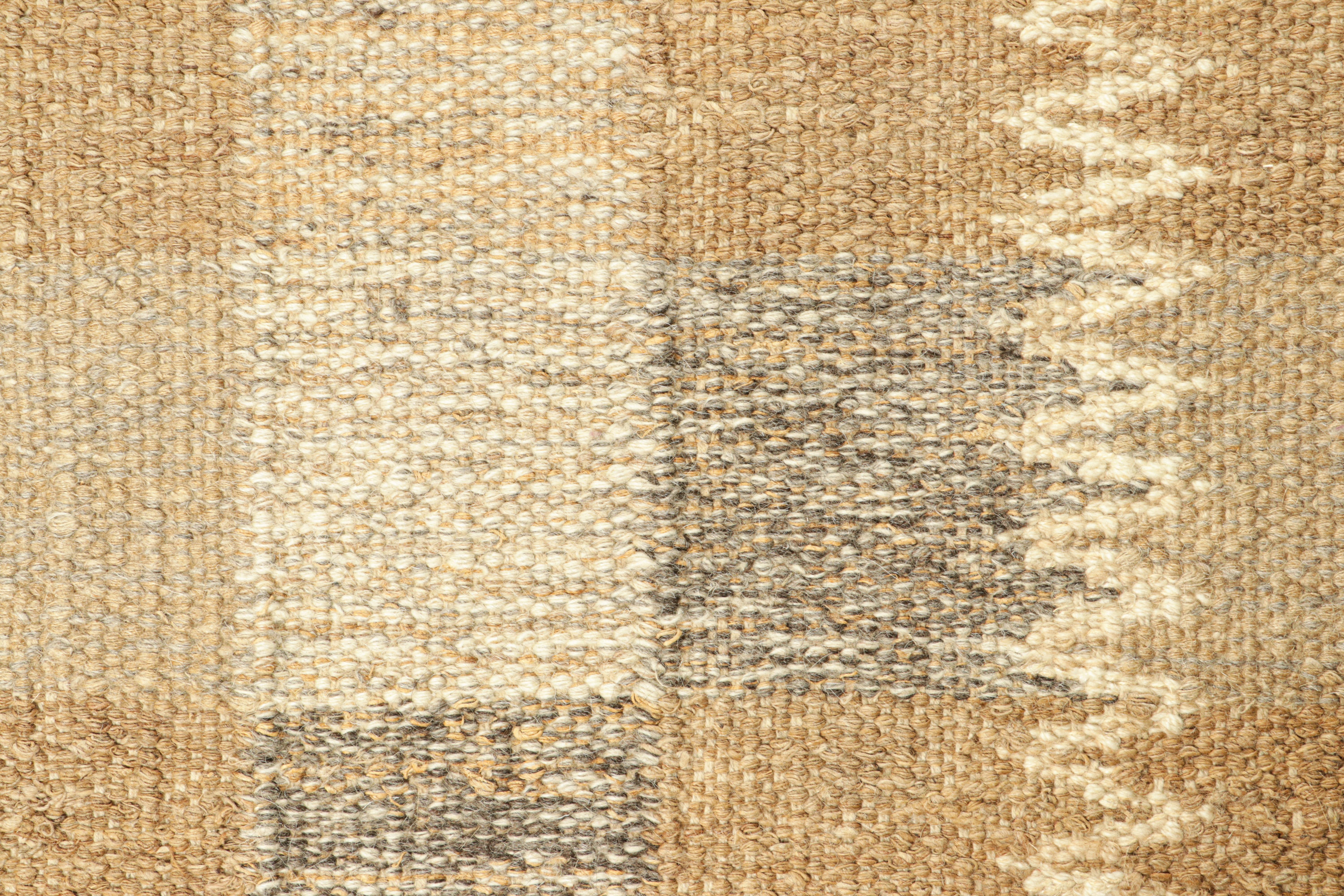 Modern Rug & Kilim’s Scandinavian Style Custom Rug with Beige-Brown Geometric Patterns For Sale