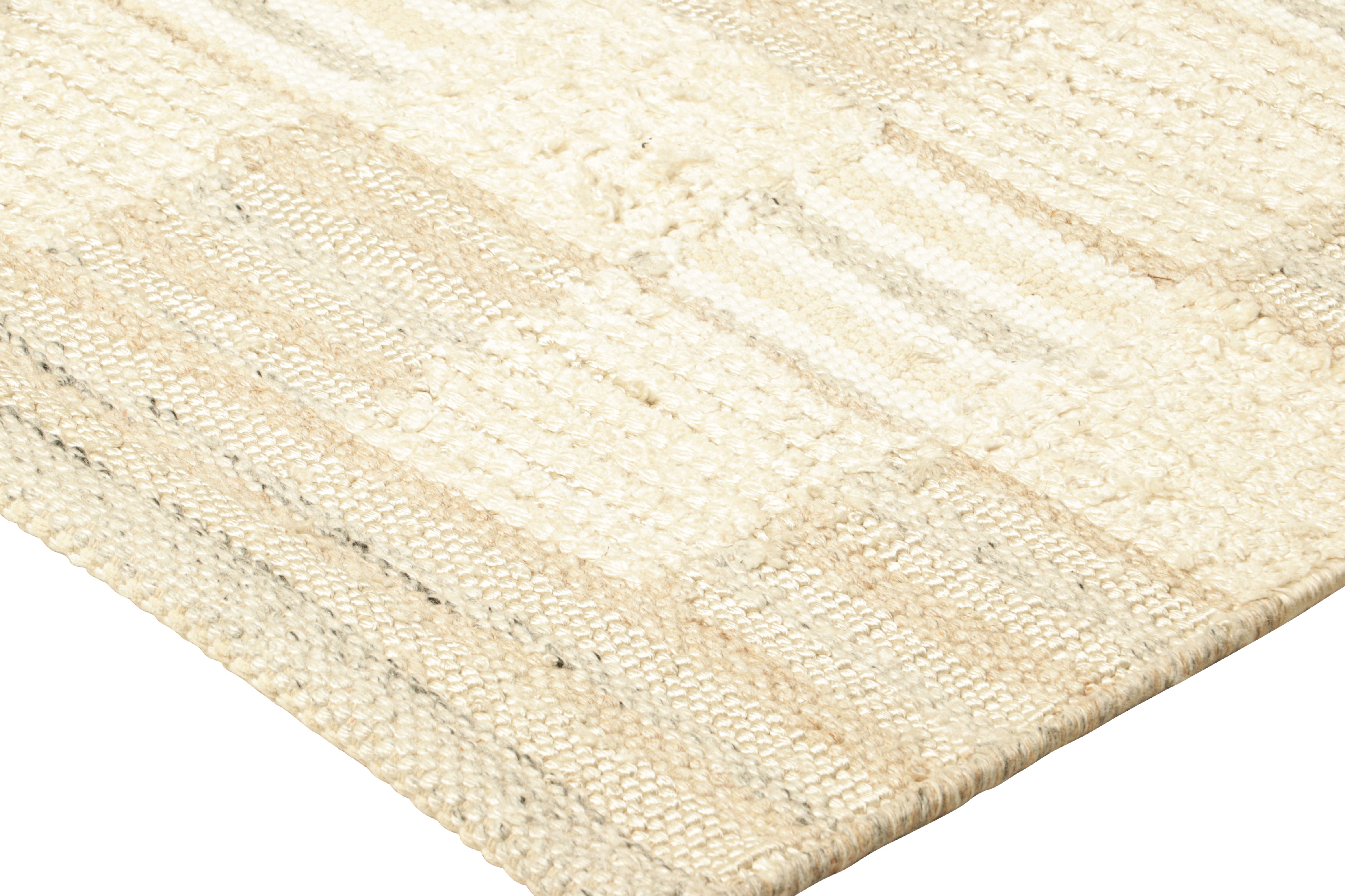 Rug & Kilim’s Scandinavian Style Custom Rug with Beige-Brown Geometric Patterns In New Condition For Sale In Long Island City, NY