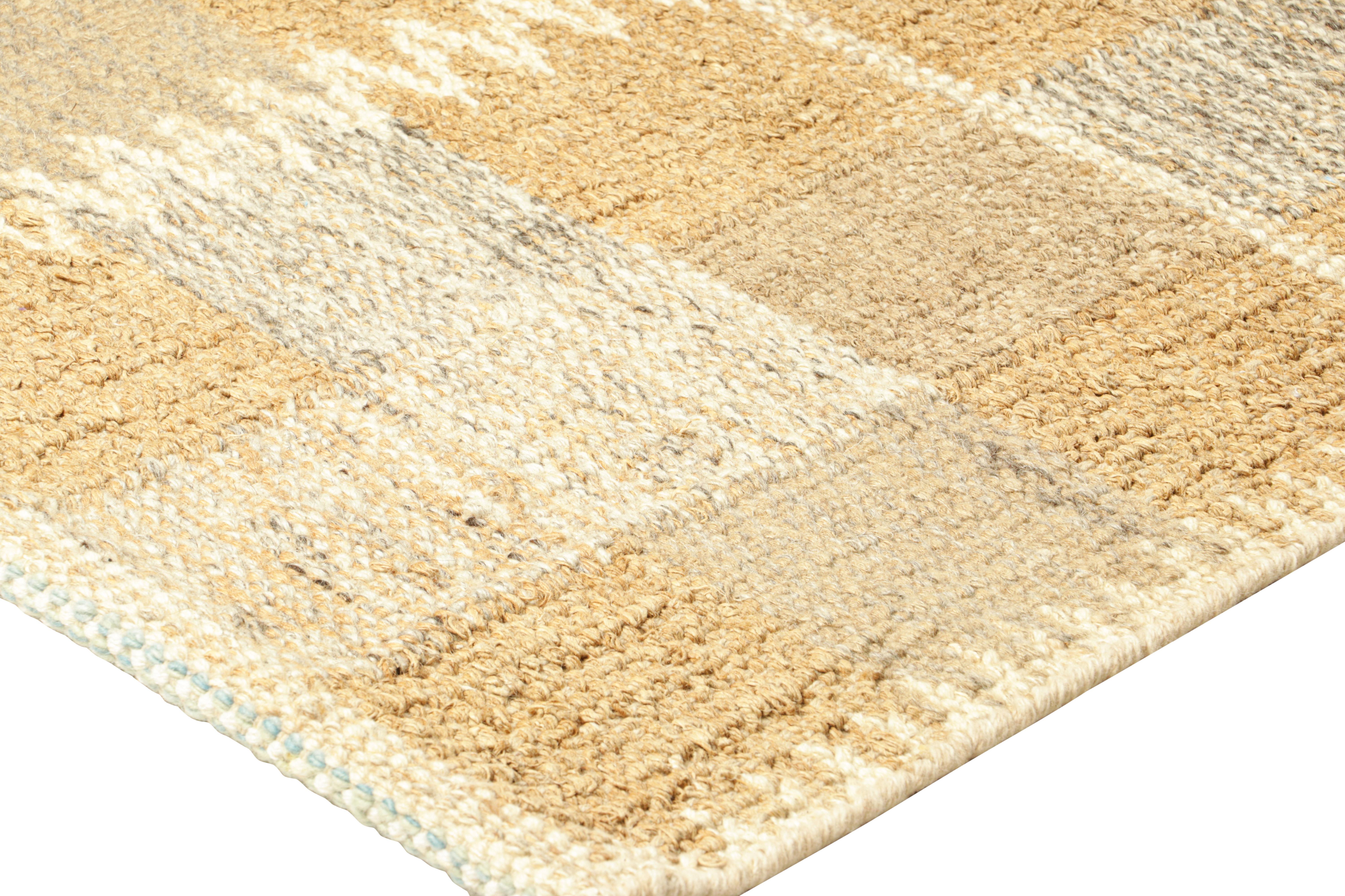 Rug & Kilim’s Scandinavian Style Custom Rug with Beige-Brown Geometric Patterns In New Condition For Sale In Long Island City, NY