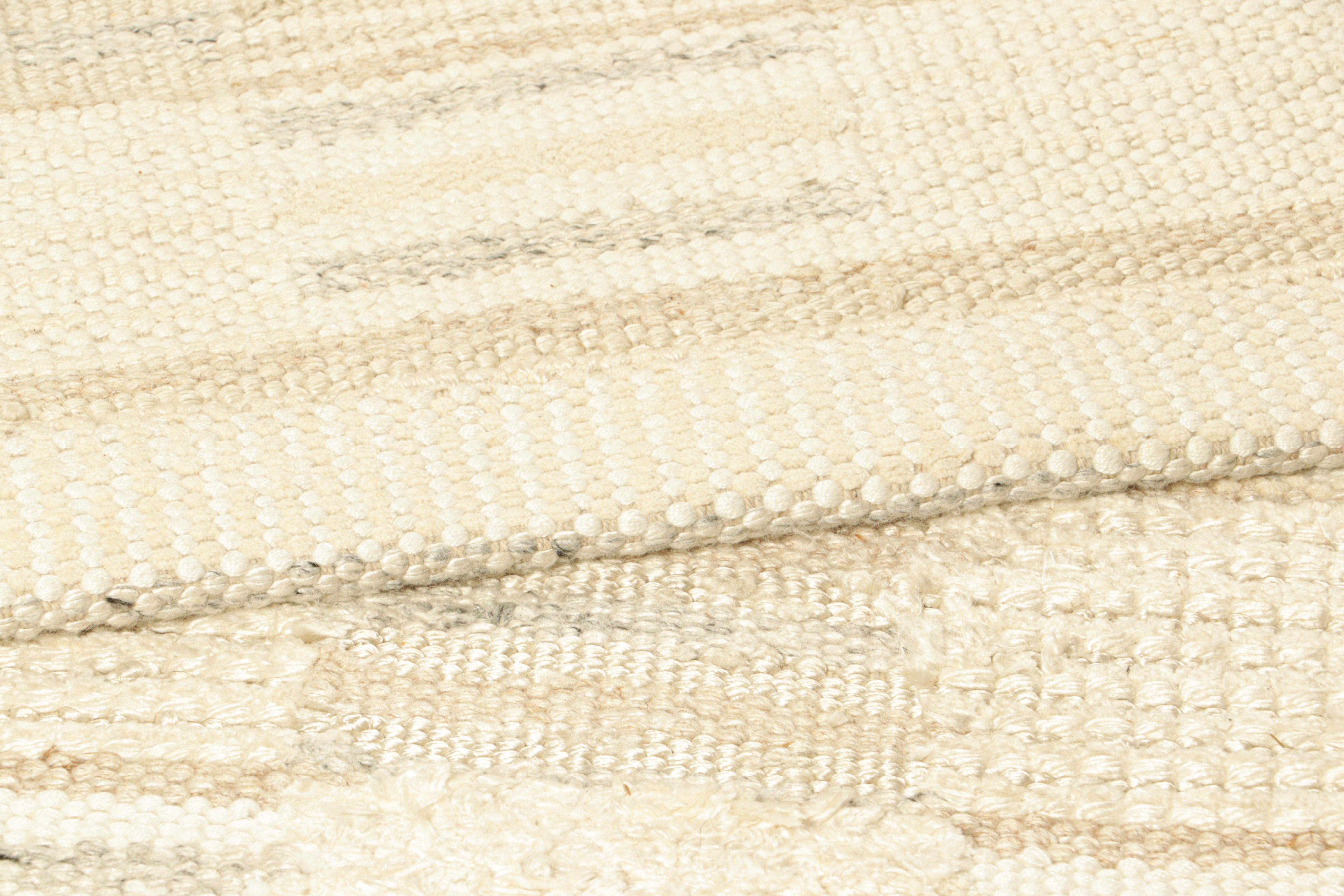Contemporary Rug & Kilim’s Scandinavian Style Custom Rug with Beige-Brown Geometric Patterns For Sale
